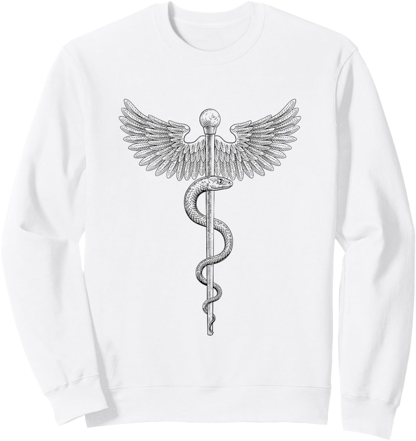 Rod of Asclepius Vintage Medical Doctor Snake Sweatshirt - Sweatshirt | White