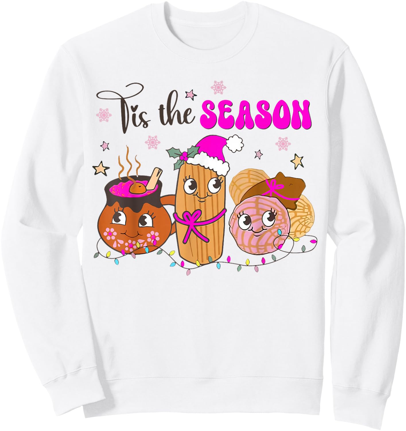 Tis The Season Conchas Cafecito Pan Dulce Mexican Christmas Sweatshirt - Sweatshirt | White