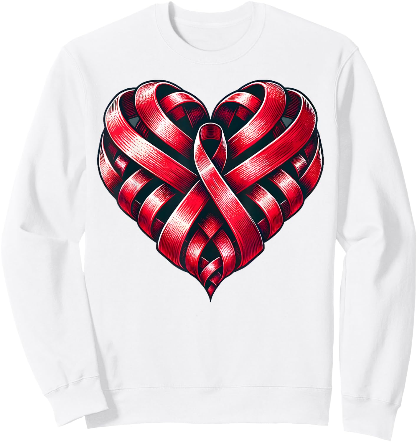 Red Ribbon Heart Unity World AIDS Day Sweatshirt - Sweatshirt | White
