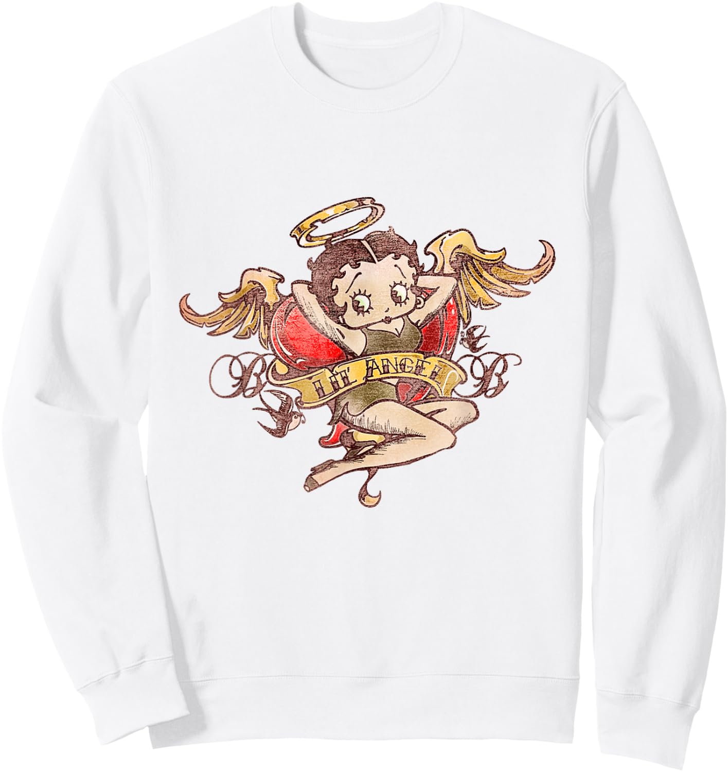 Betty Boop Lil Angel Tattoo Sweatshirt - Sweatshirt | White