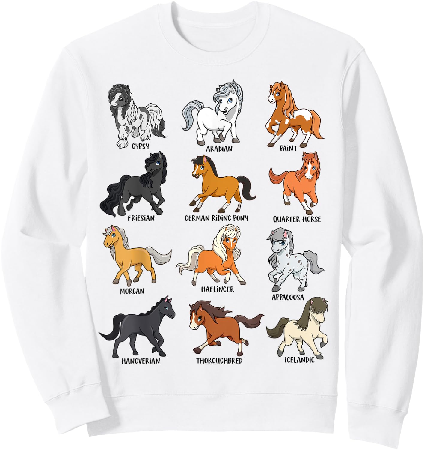 Horse lover - comic Kawaii horses Sweatshirt - Sweatshirt | White
