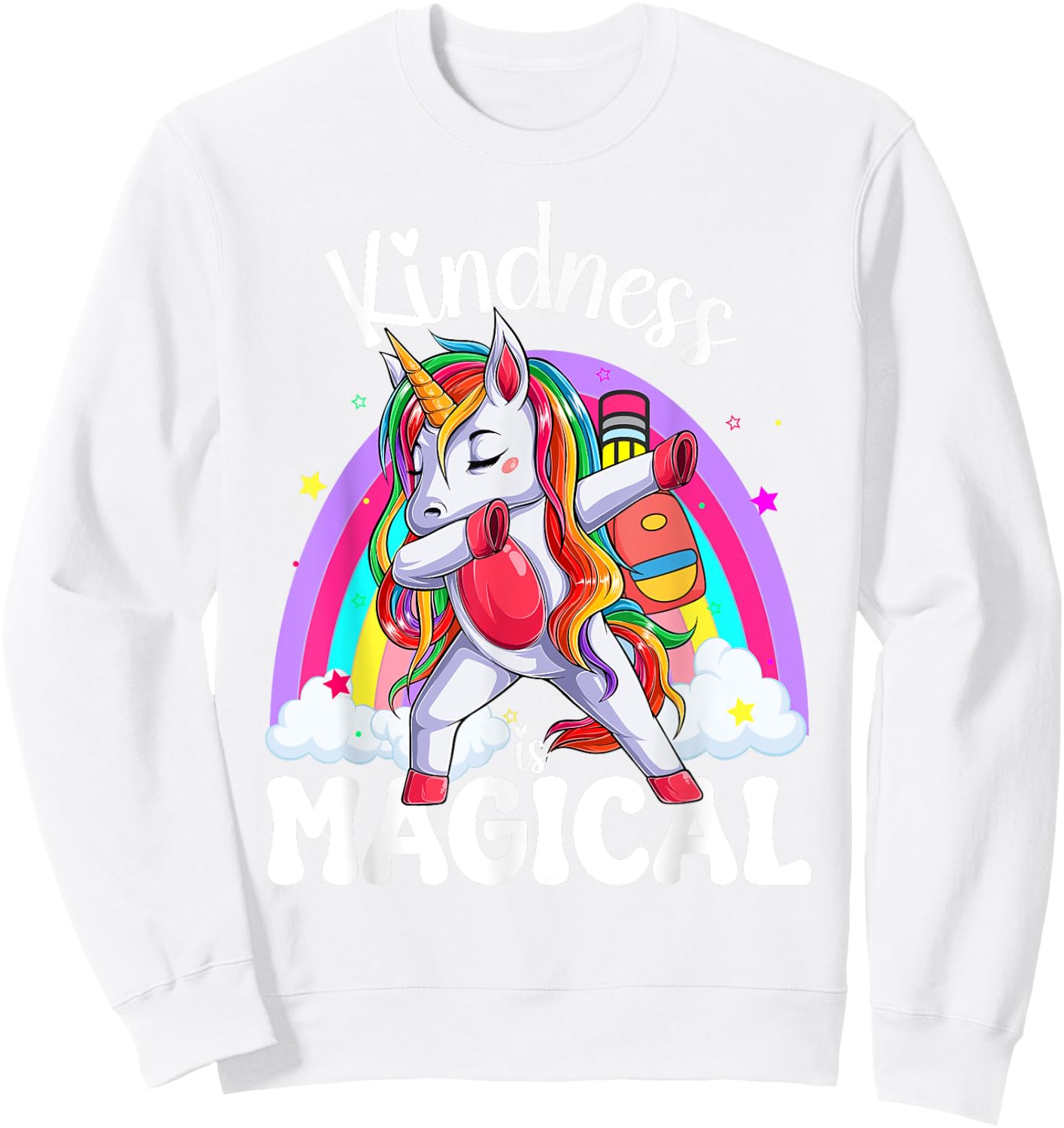 Groovy Unity Day Orange Kindness is Magical Unicorn Kids Sweatshirt - Sweatshirt | White