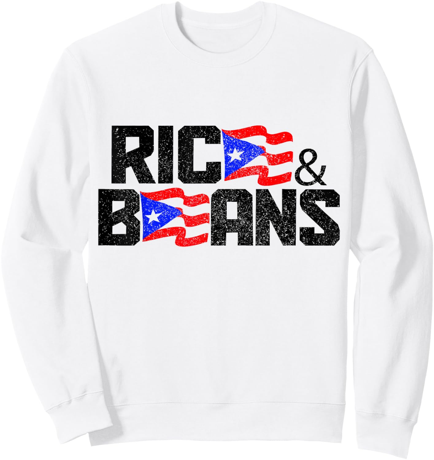 Rice and Beans of Puerto Rico Boricua Flag Sweatshirt - Sweatshirt | White