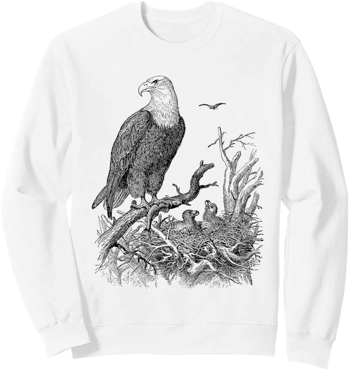 Bald Eagle Shirt Mother Eagle with Her Eaglets Sweatshirt - Sweatshirt | White