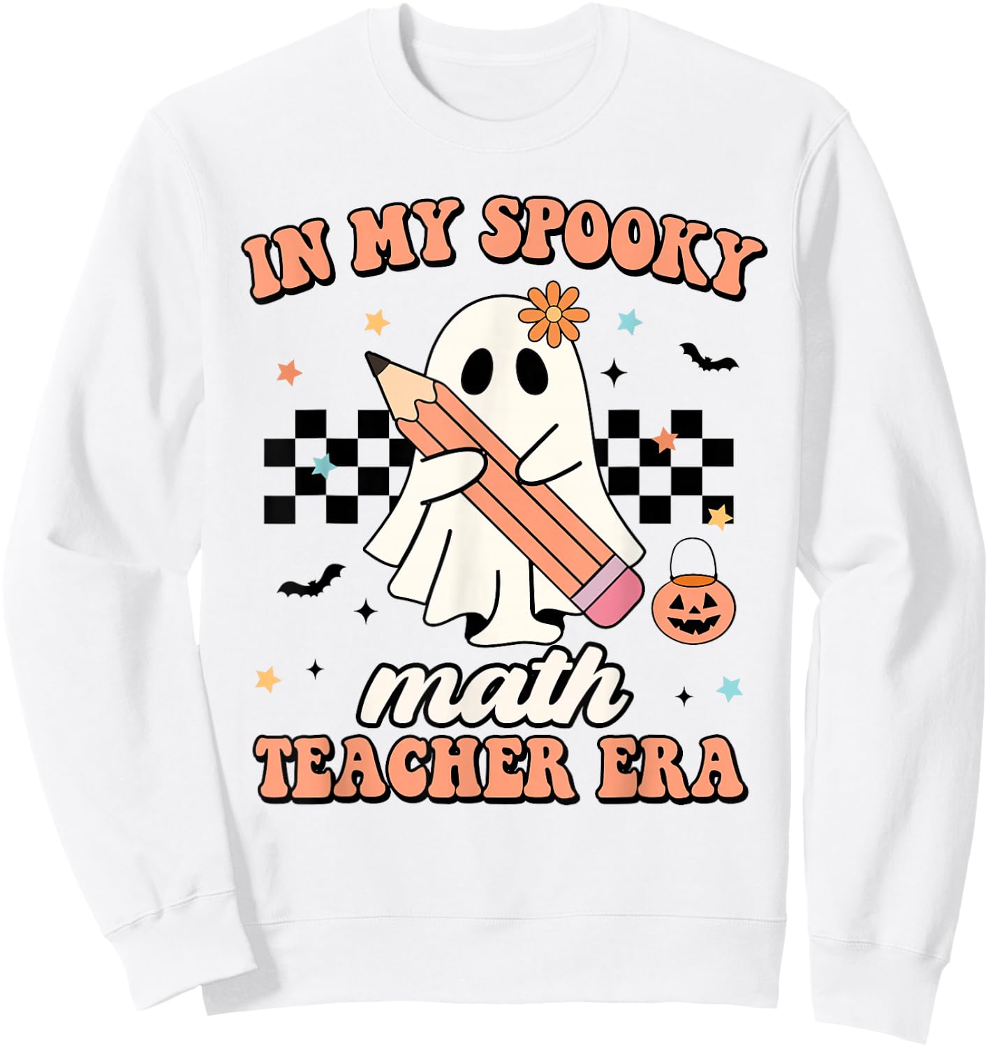in My Spooky Math Teacher Era Groovy Retro Halloween Costume Women Sweatshirt - Sweatshirt | White