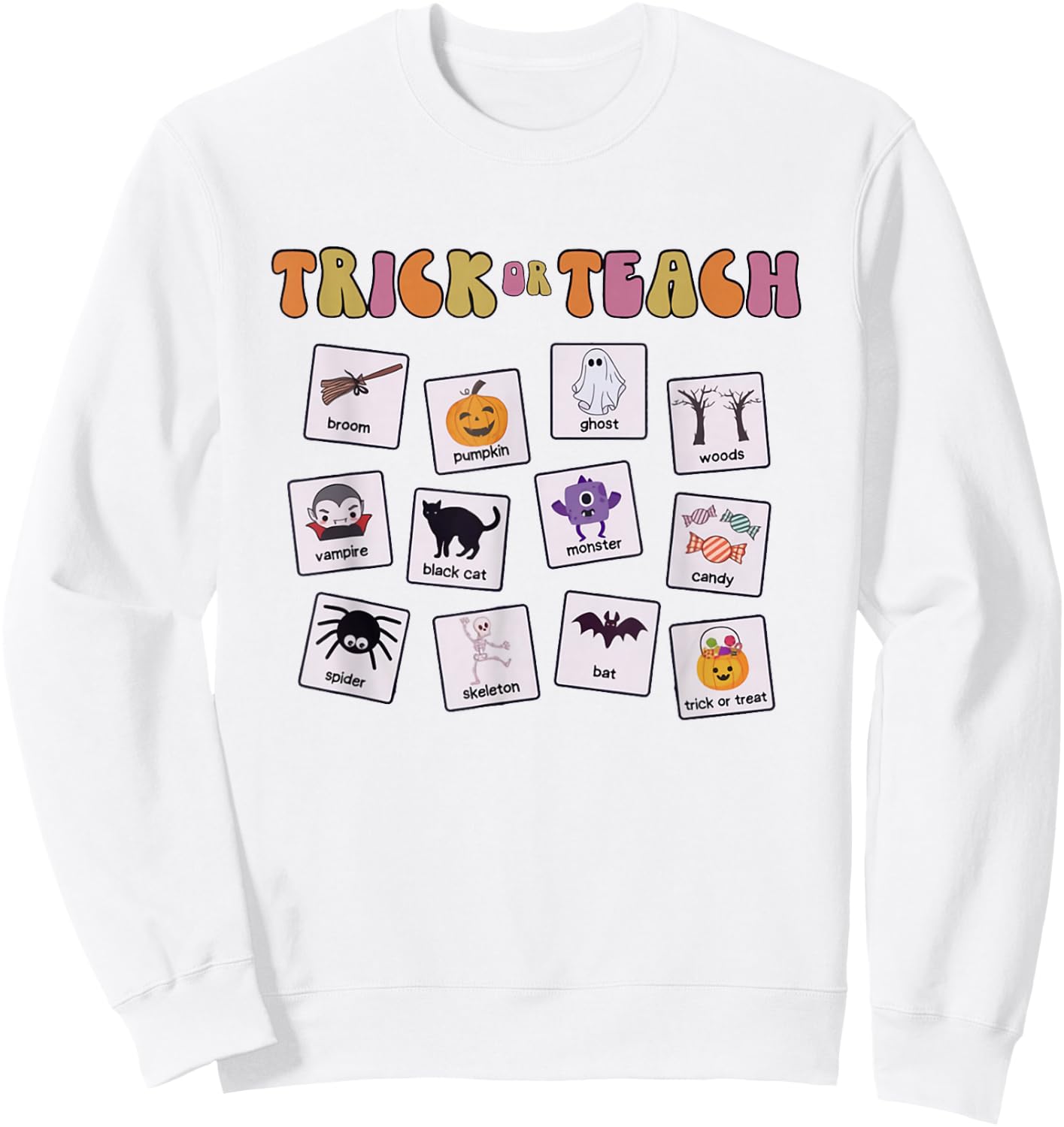 Retro Trick Or Treat Halloween Special Education Teacher Sweatshirt - Sweatshirt | White
