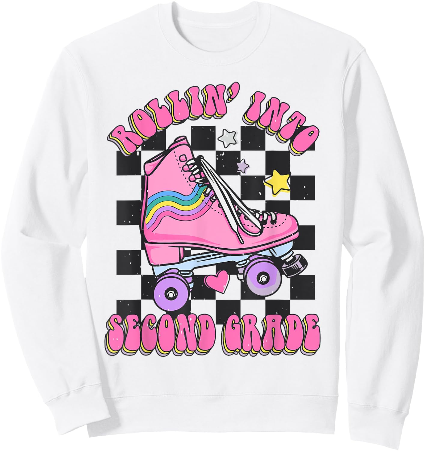 Kids Back To School Skating Rollin Into Second 2nd Grade Sweatshirt - Sweatshirt | White