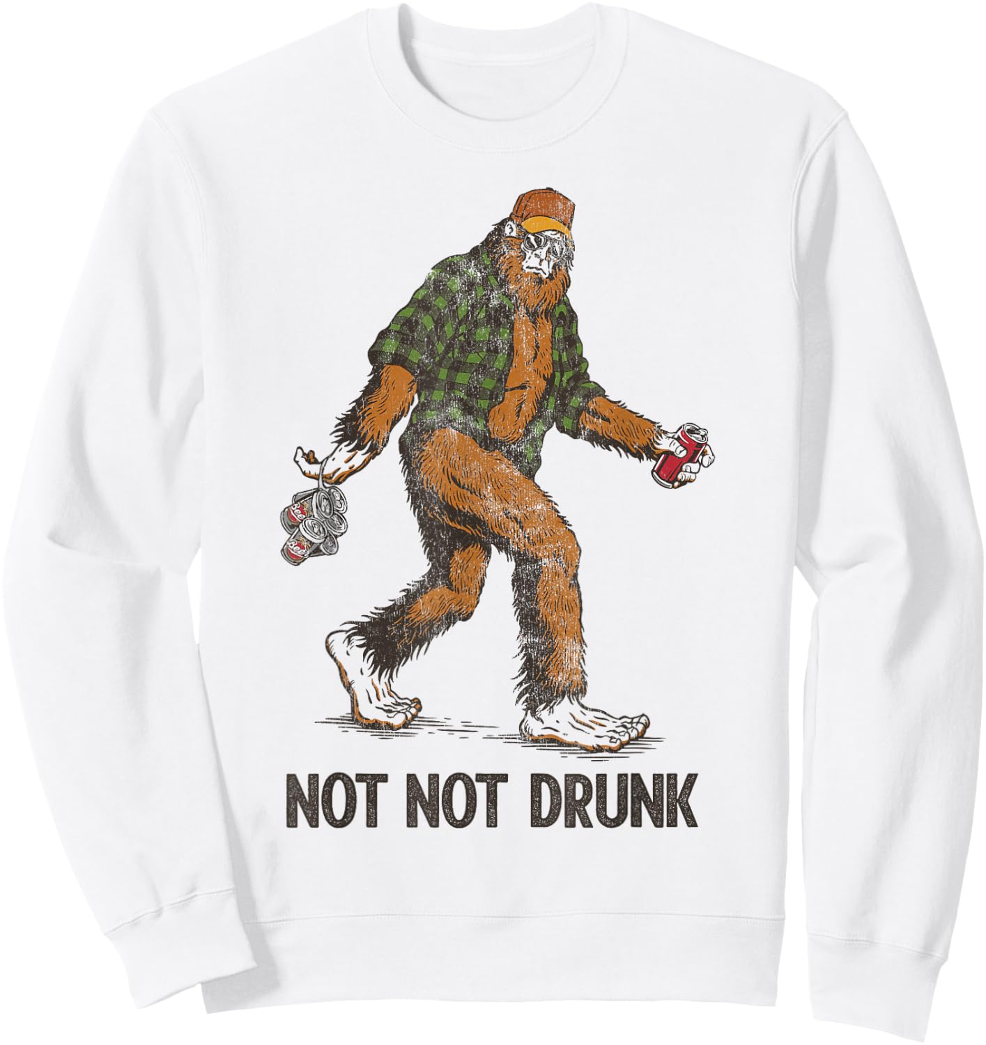 Not Too Drunk Sasquatch Lumberjack Spotted With Beer Pack Sweatshirt - Sweatshirt | White