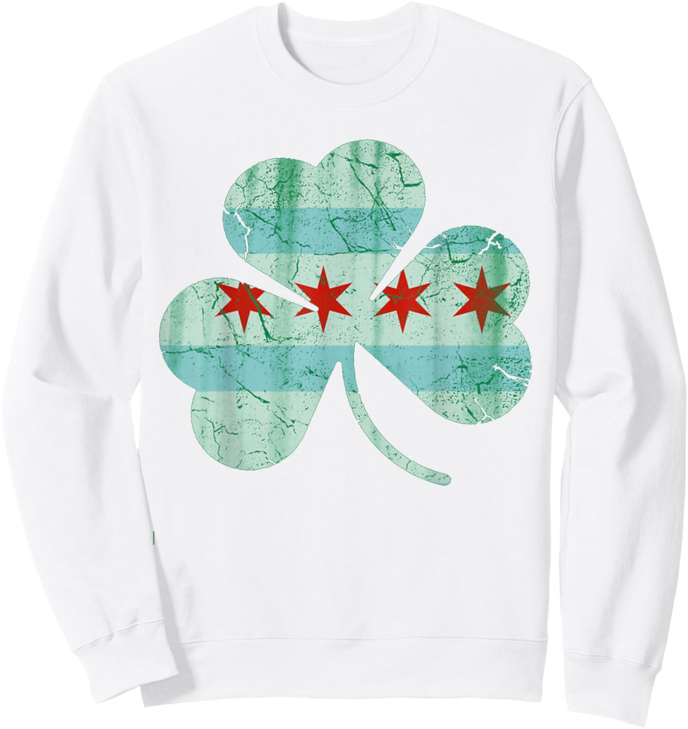 St. Patrick's day Designed Special Chicago Flag Pats Sweatshirt - Sweatshirt | White