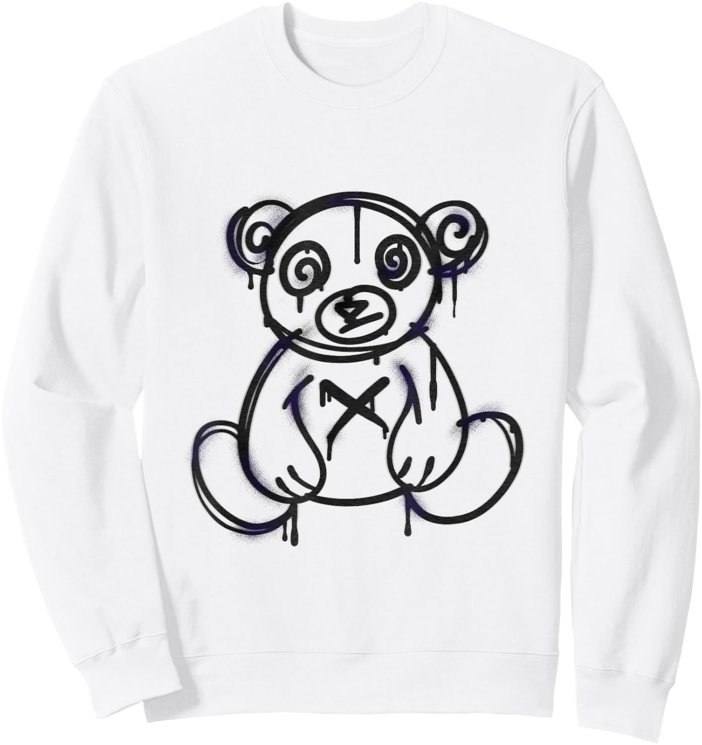 Teddy Drip Spray Painted Bear Graffiti Sweatshirt - Sweatshirt | White