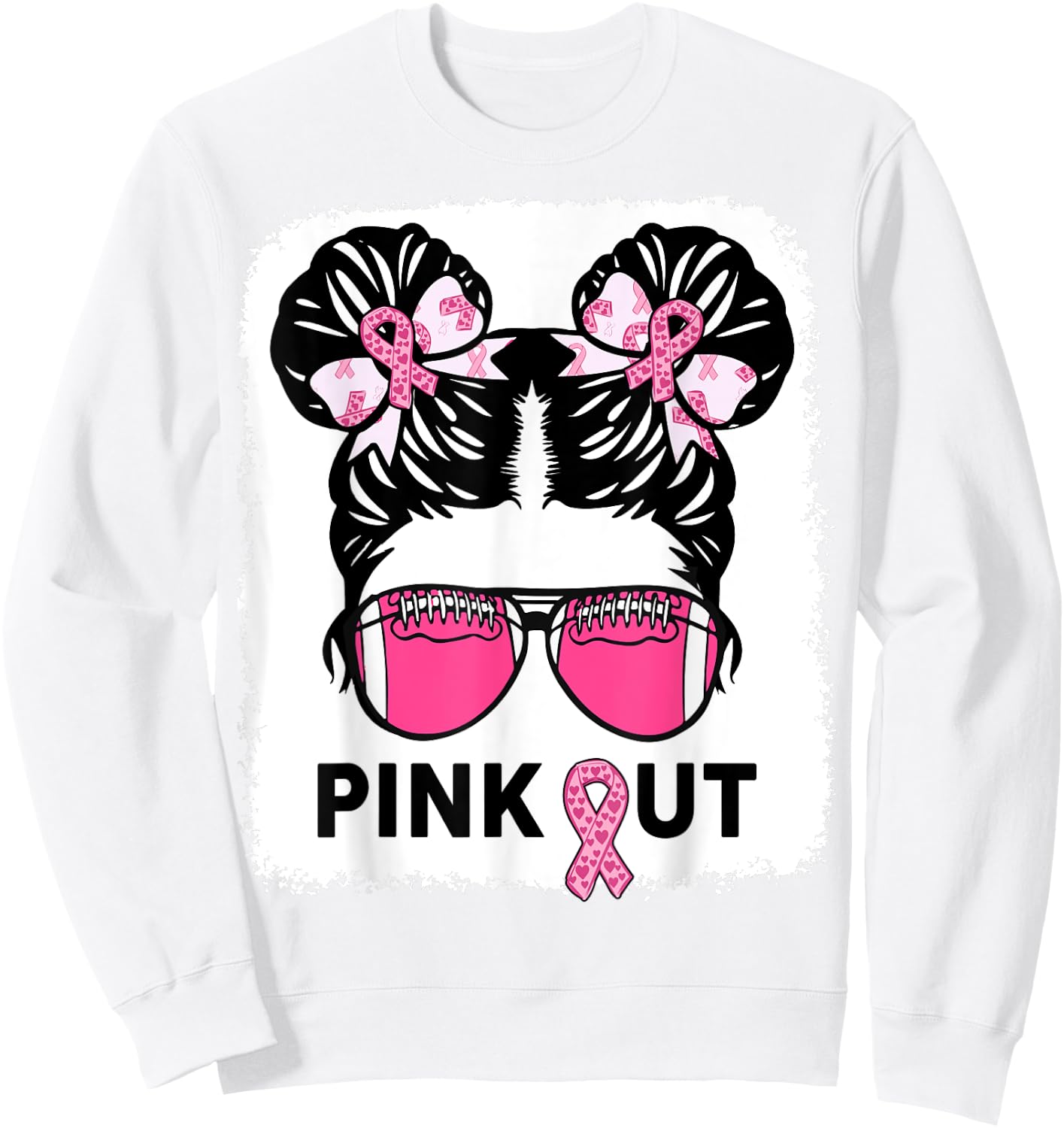 Girl Breast Cancer Awareness Football Pink Out Daughter Kids Sweatshirt - Sweatshirt | White