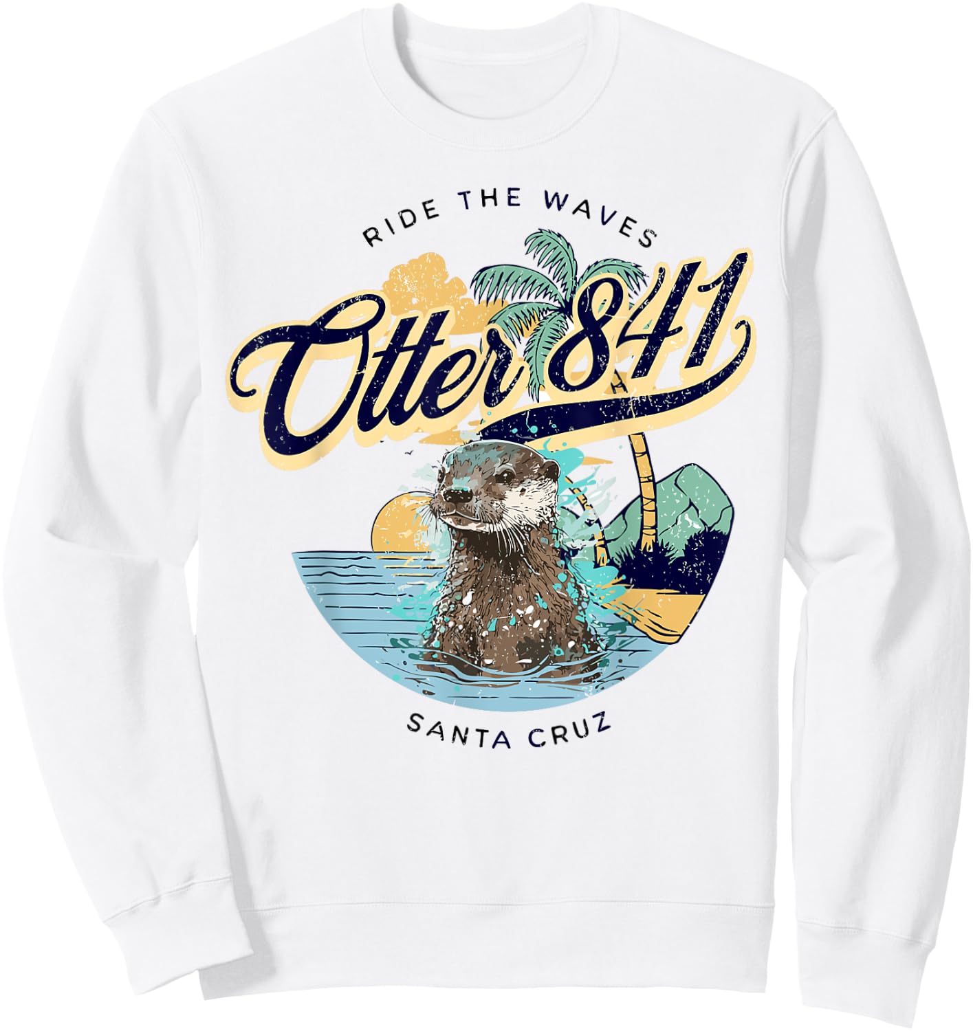 Otter 841 Surfing Otter 841 California Surf Board Otter 841 Sweatshirt - Sweatshirt | White
