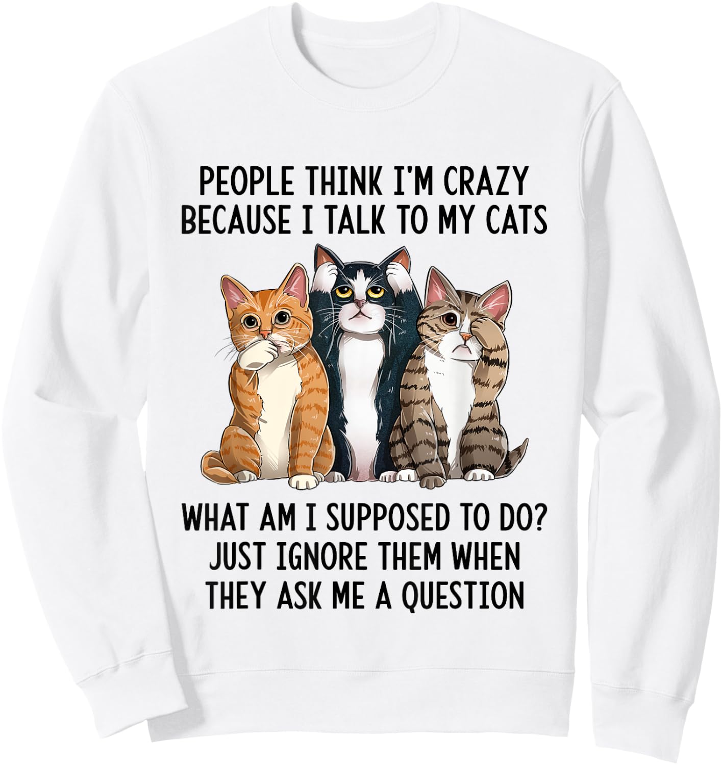 People Think I'm Crazy Because I Talk To My Cats Sweatshirt - Sweatshirt | White