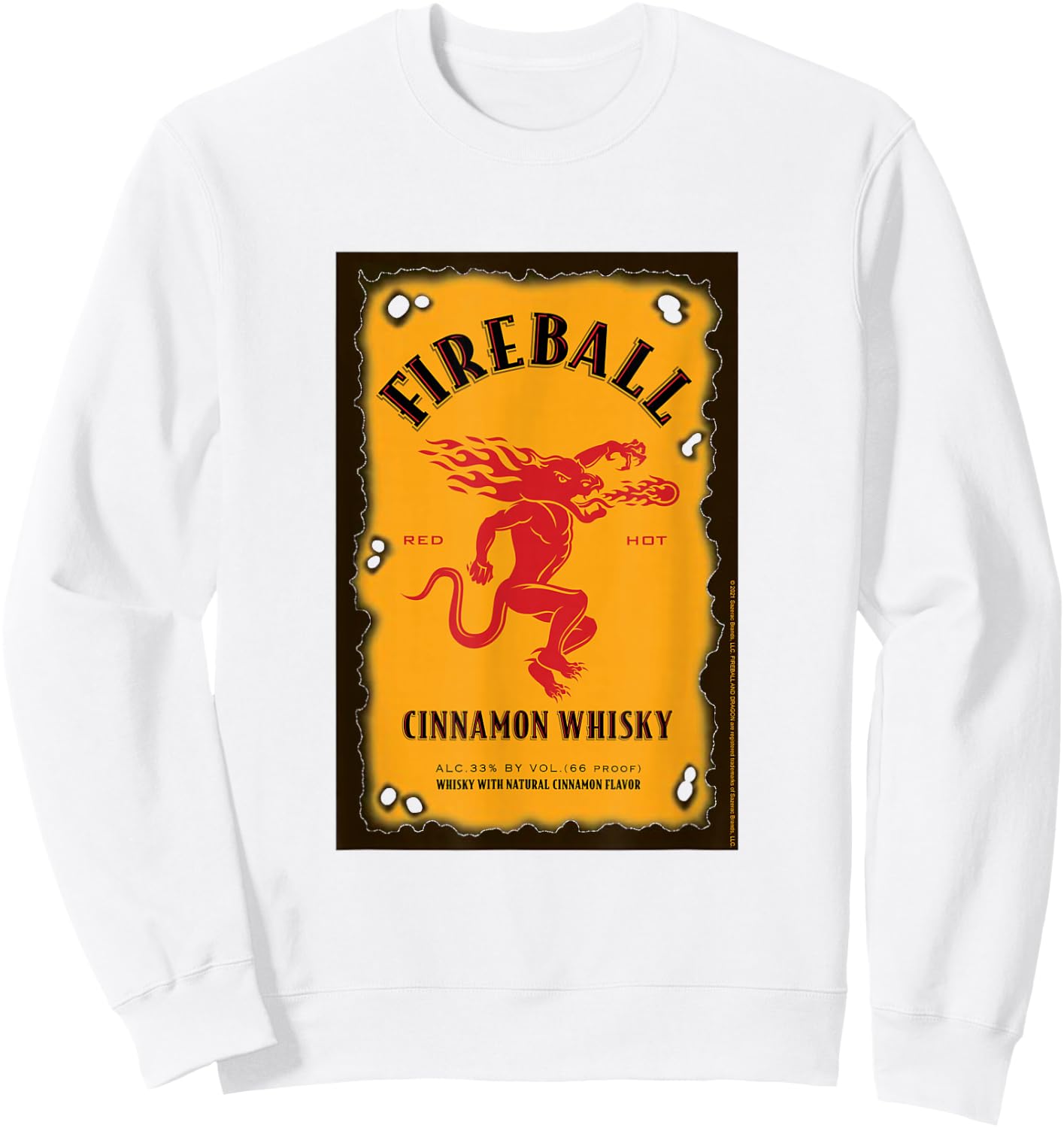 Fireball Cinnamon Whisky Distressed Bottle Label Drink Sweatshirt - Sweatshirt | White
