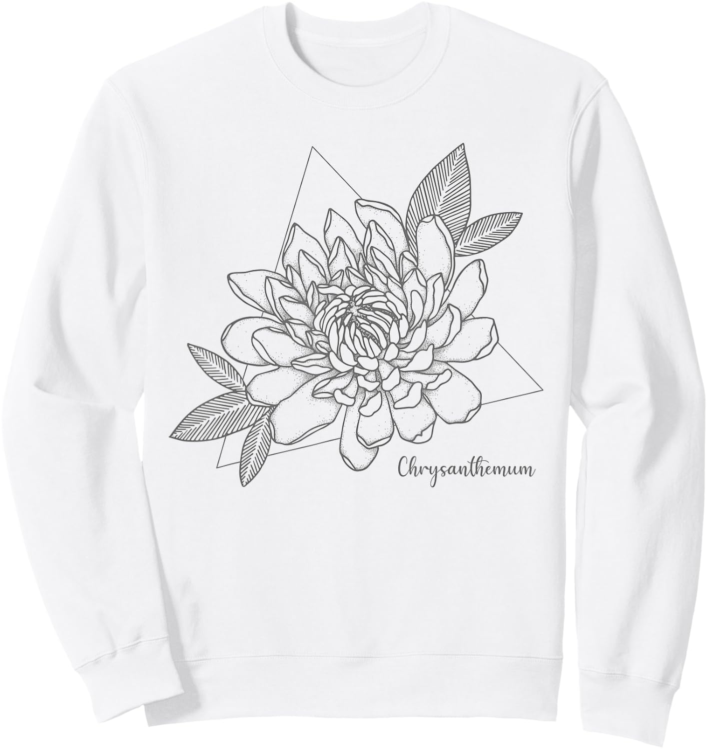 Chrysanthemum Flower Minimalist Aesthetic Abstract Vintage Sweatshirt - Sweatshirt | White