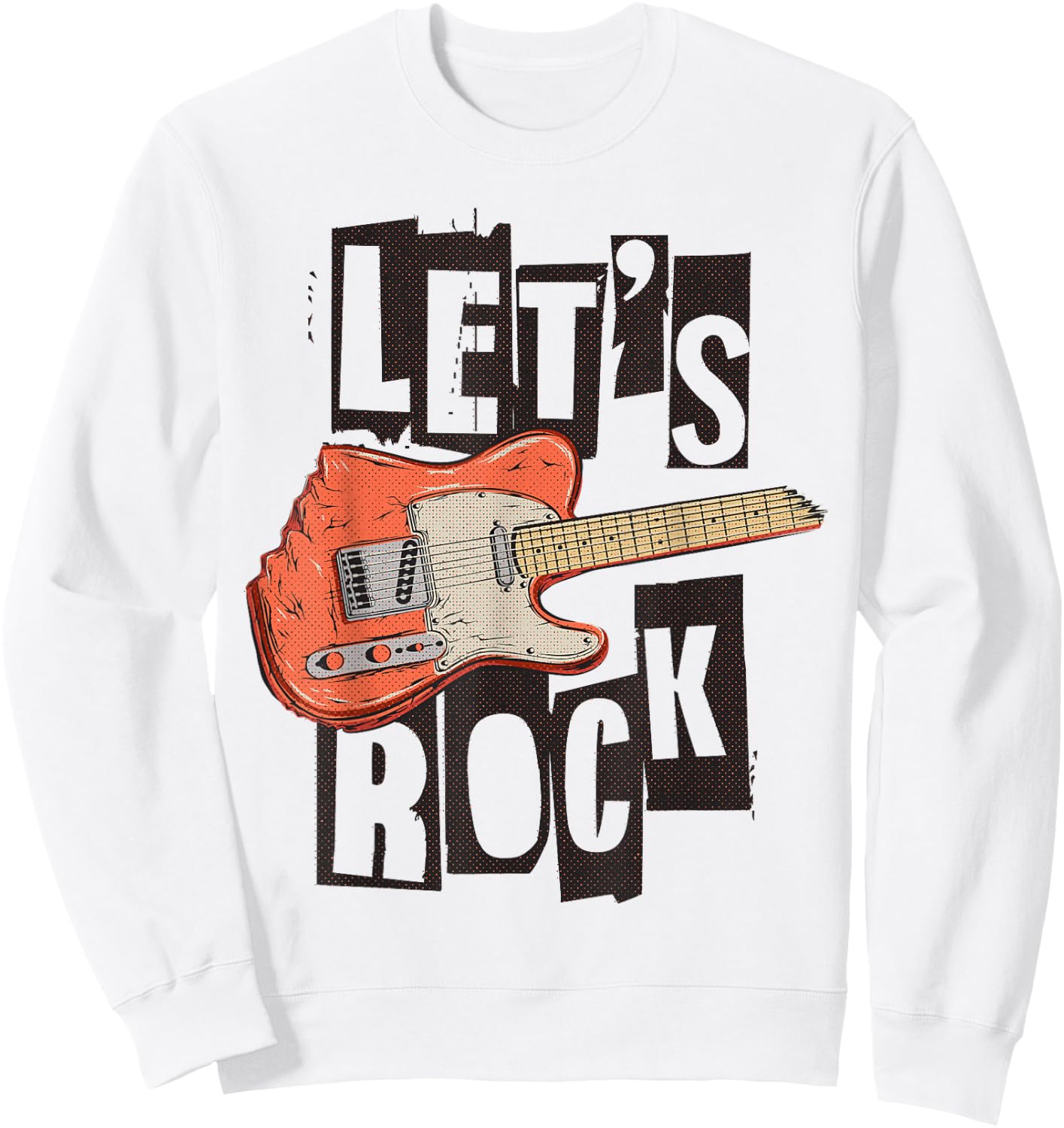 Let's Rock Electric Guitar Music Lover Band Guitarist Retro Sweatshirt - Sweatshirt | White