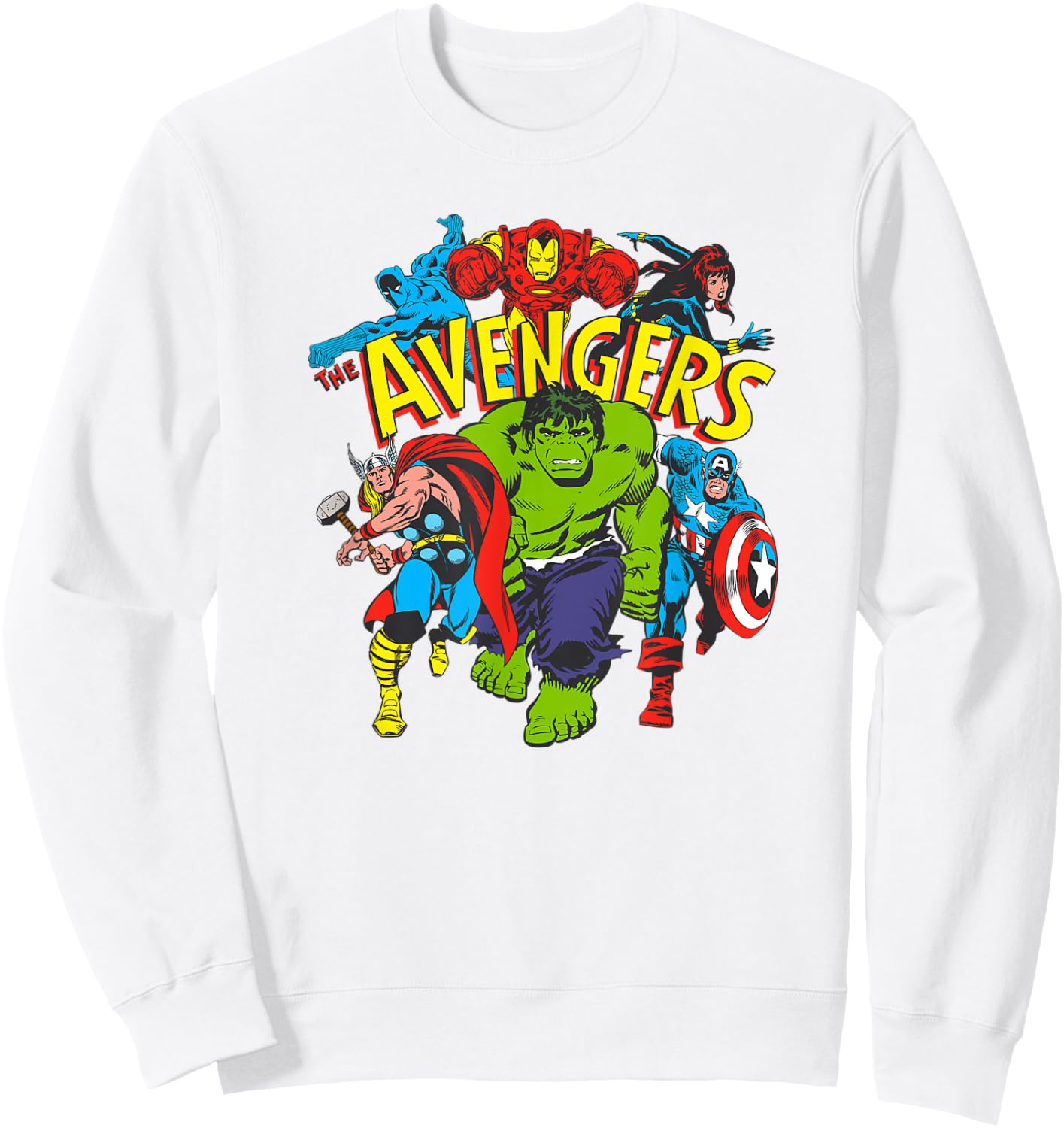 Amazon Essentials Men's MARVEL AVENGERS COMIC HEROES , White, Small Sweatshirt - Sweatshirt | White