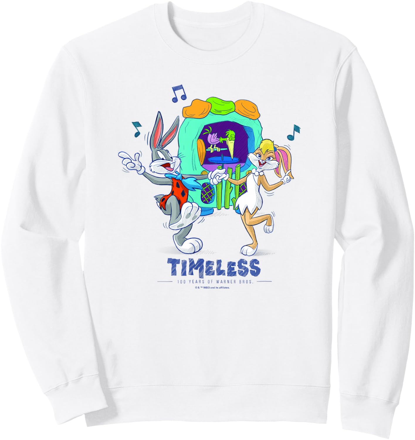 WB 100 Looney Tunes The Flintstones Timeless Dance Special Sweatshirt - Sweatshirt | White