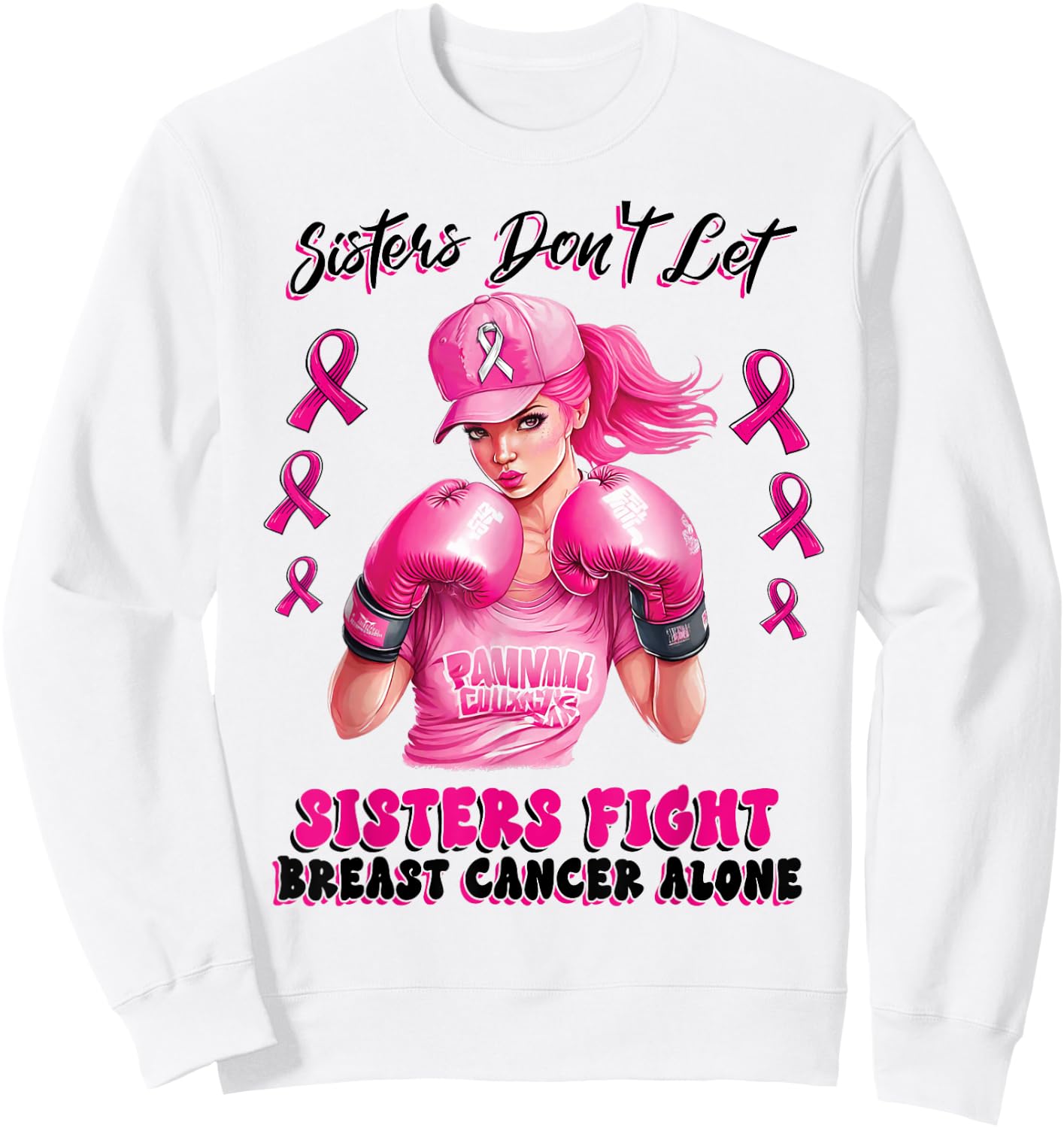 Sisters Don't Let Sisters Fight Breast Cancer Alone Warrior Sweatshirt - Sweatshirt | White
