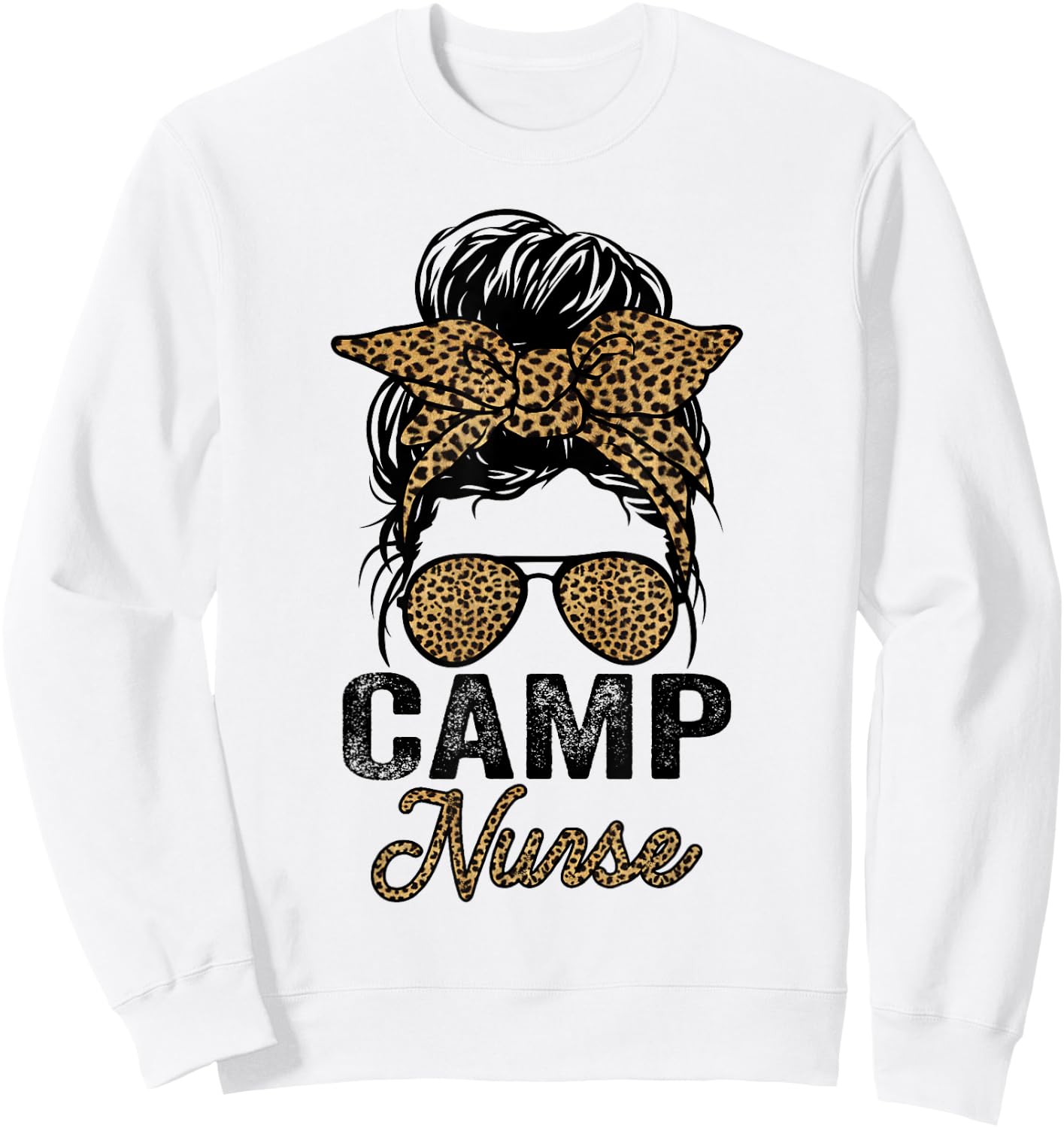 Camp Nurse Appreciation Day , Leopard Nurses Sweatshirt - Sweatshirt | White