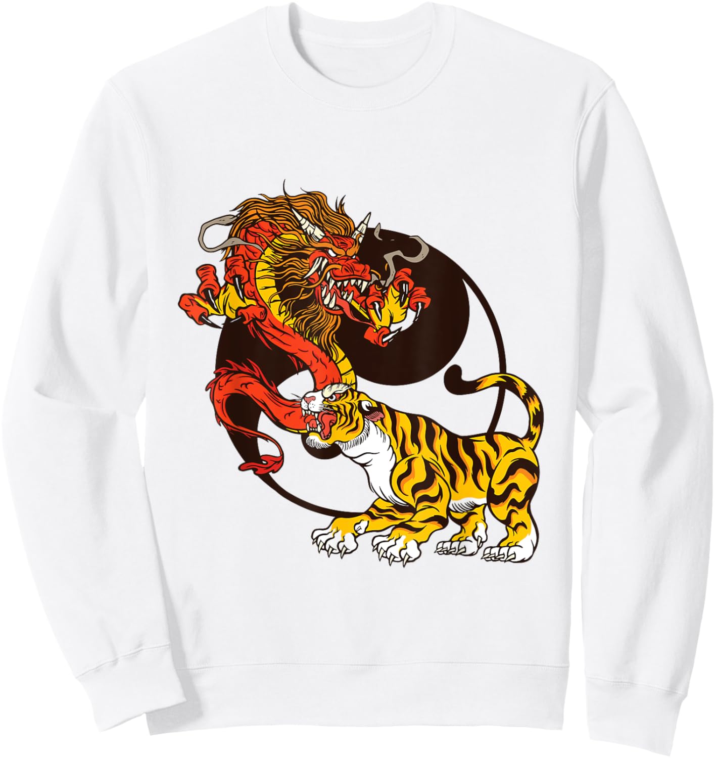 Yin Yang Dragon and Tiger Sweatshirt - Sweatshirt | White
