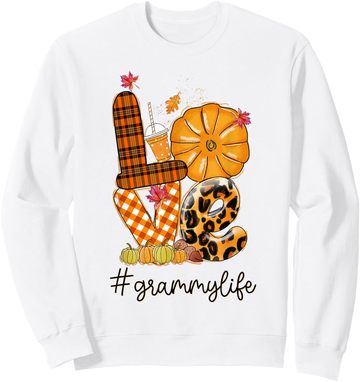 Thanksgiving Love grammy Life Candy Leopard Fall Gifts Sweatshirt - Sweatshirt | White