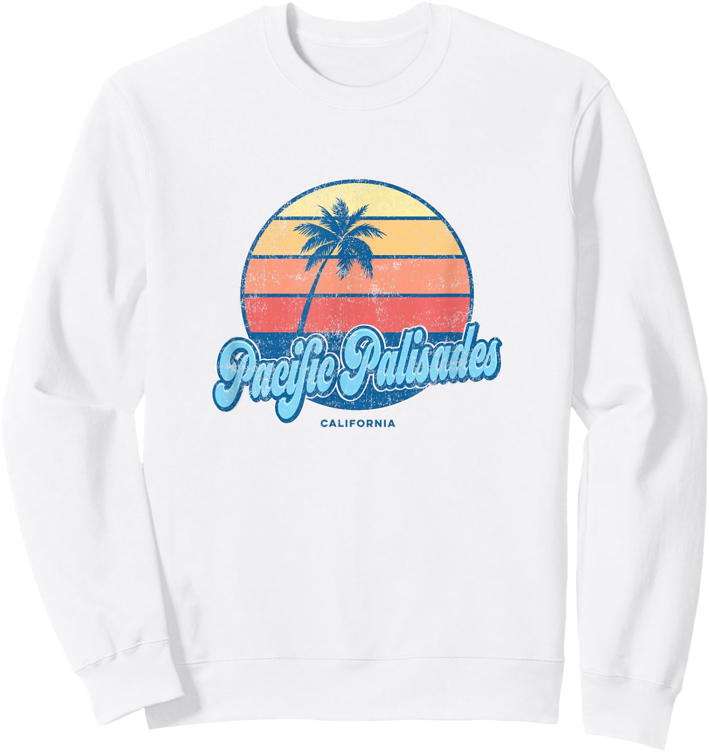 Vintage Pacific Palisades California CA Classic 70s Retro Su Sweatshirt - Sweatshirt | White