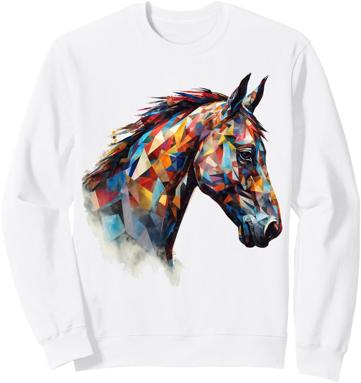 Horse Animal Riding Colourful Polygon Horse Motif – Art Horse Sweatshirt - Sweatshirt | White