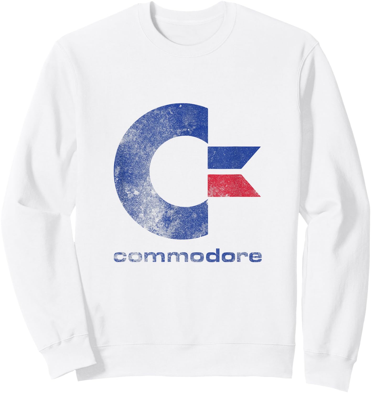 Commodore C64 Capital Letter Stone Washed Grunge Effect Sweatshirt - Sweatshirt | White