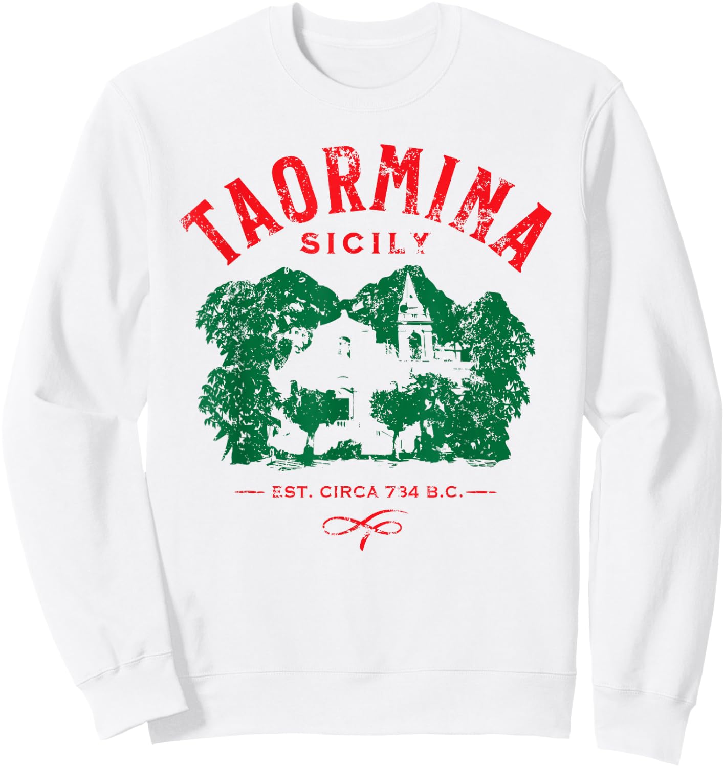 Taormina Sicily Italy Souvenir Distressed Design Sweatshirt - Sweatshirt | White