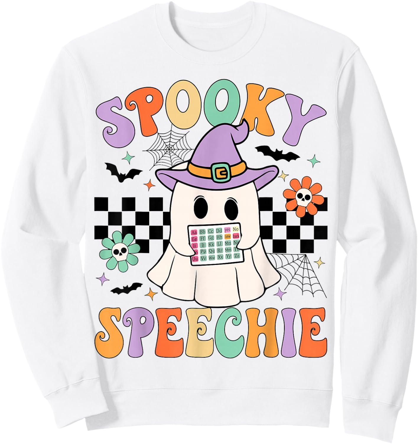 Spooky Speechie Speech Therapy Halloween Retro SLP Halloween Sweatshirt - Sweatshirt | White