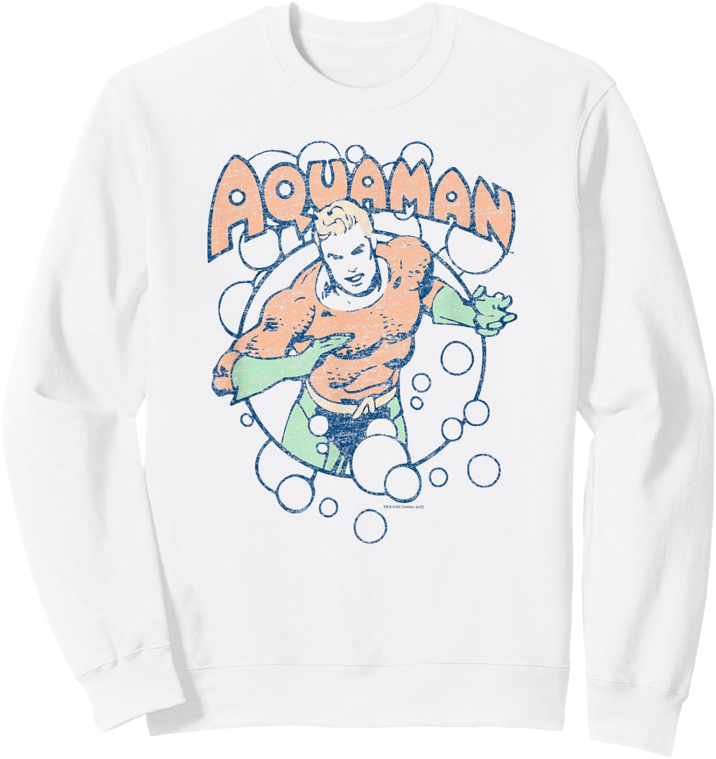 Aquaman Vintage Retro Bubbles Sweatshirt - Sweatshirt | White