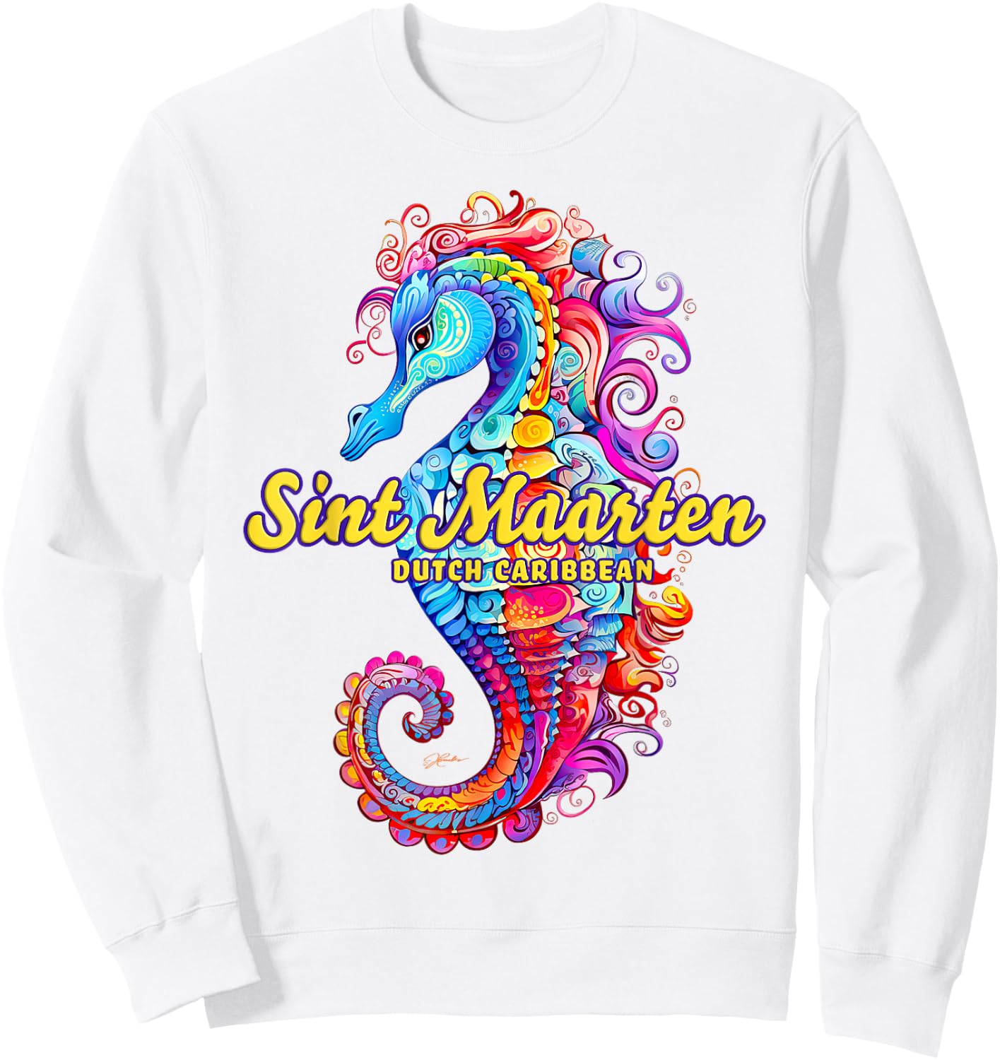 JCombs: Sint Maarten, Dutch Caribbean, Seahorse Beach Men Women Girls Kids Sweatshirt - Sweatshirt | White