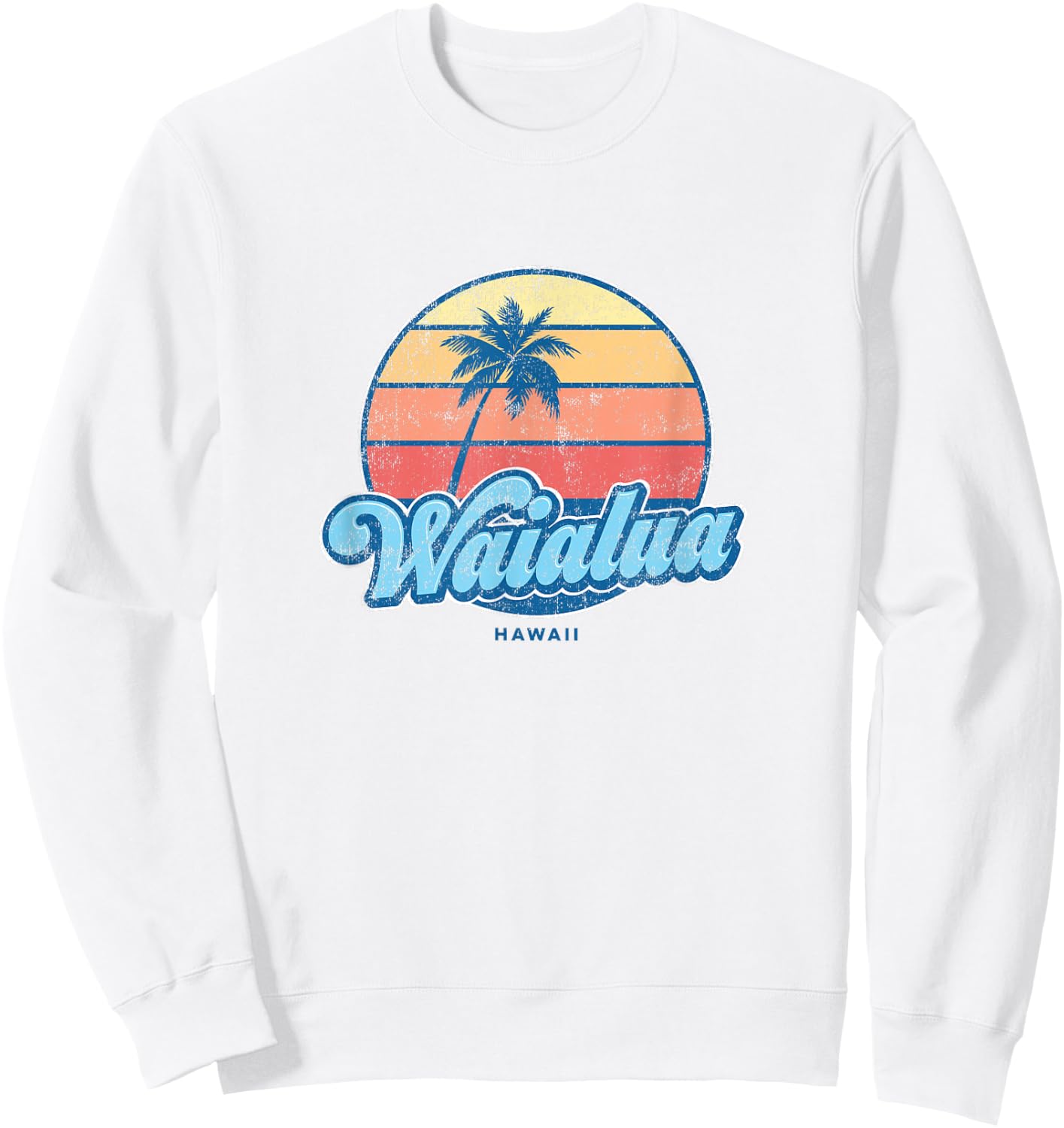 Vintage Waialua Hawaii HI Classic 70s Retro Surfer Sweatshirt - Sweatshirt | White