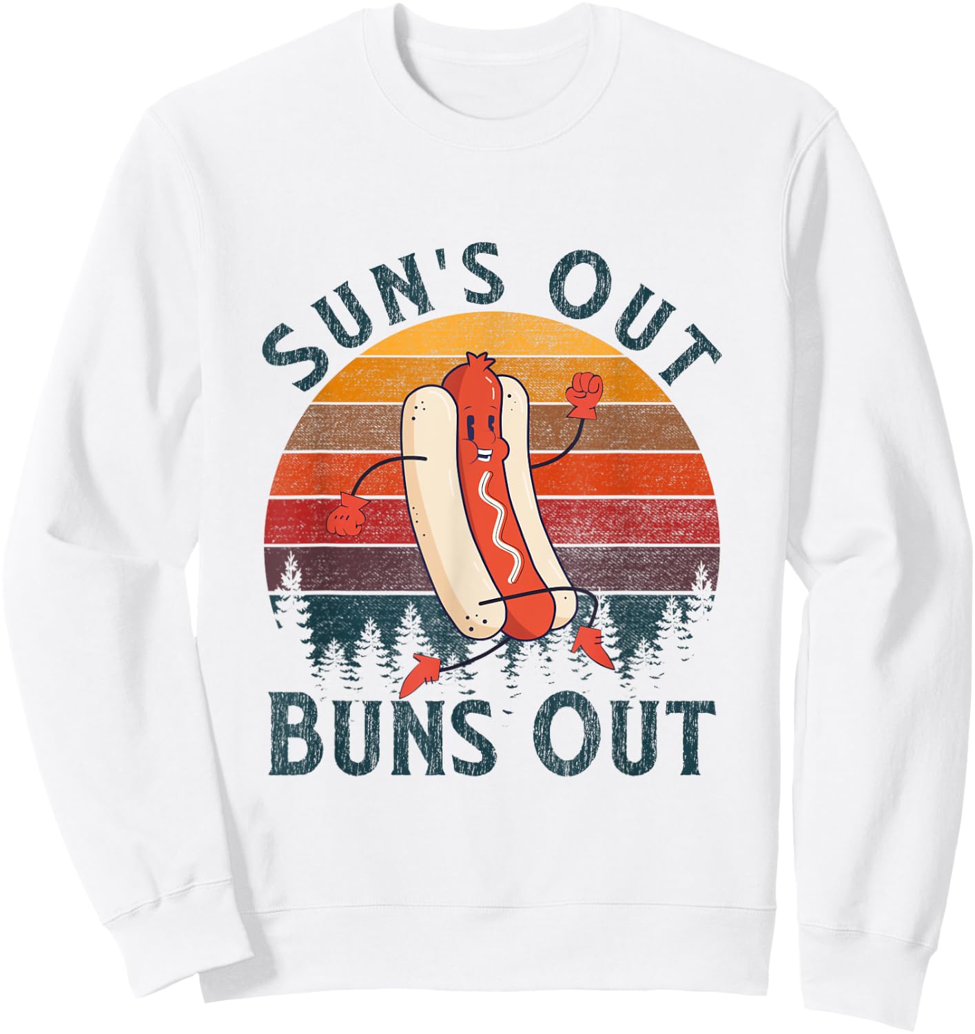 Funny Hot Dog Grilling Sun's Out Buns Out Women Sweatshirt - Sweatshirt | White