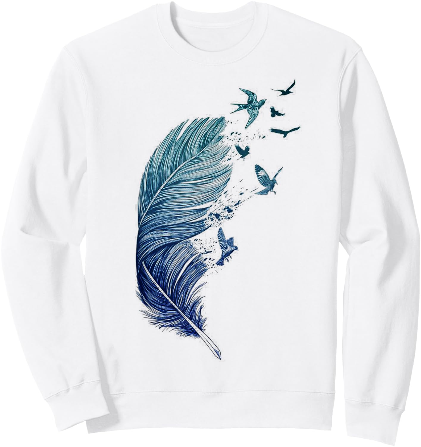 Flying Flock of Birds Feather Ink Art Bird Lovers Sweatshirt - Sweatshirt | White