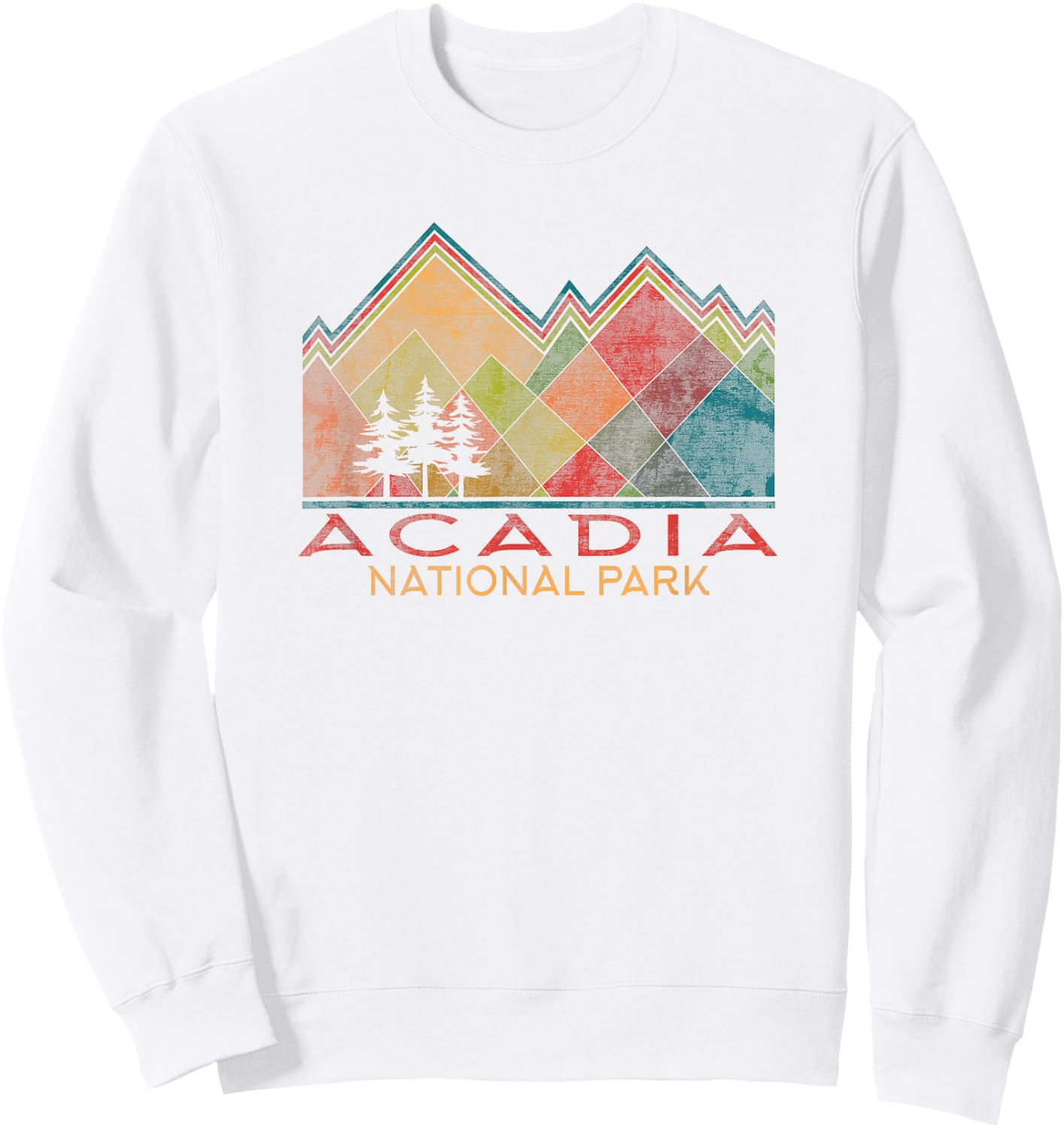 Acadia National Park Colorful Graphic Sweatshirt - Sweatshirt | White