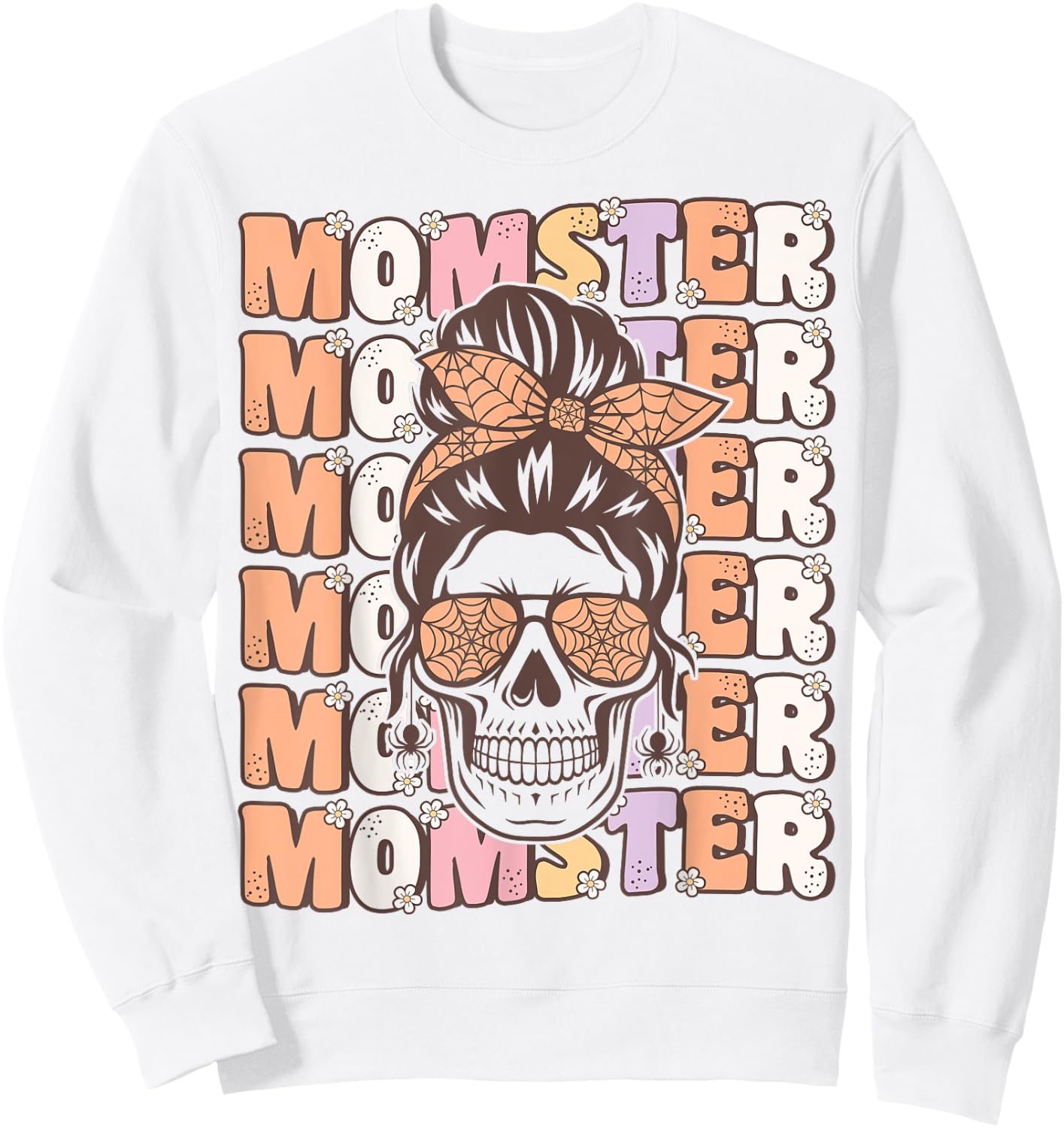 Funny Momster Spooky Mama Groovy Halloween Costume for Moms Sweatshirt - Sweatshirt | White