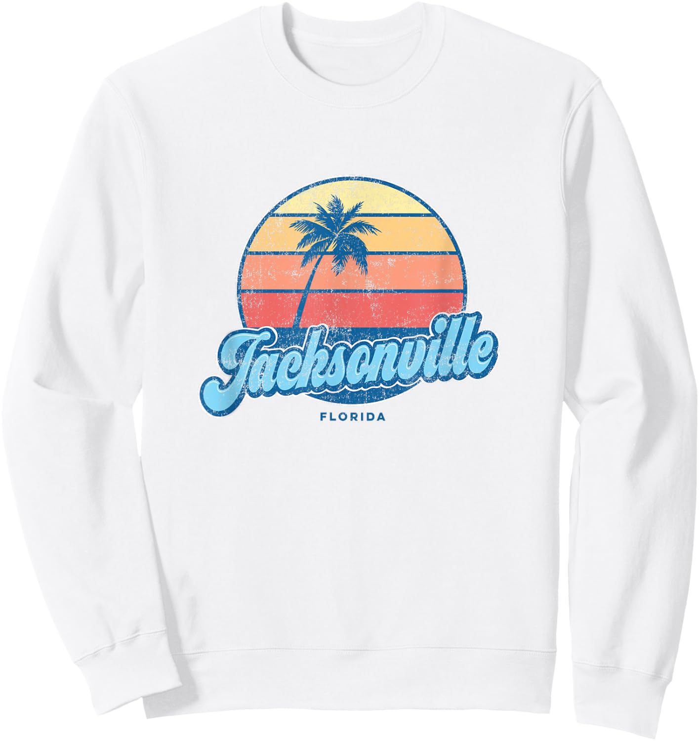 Vintage Jacksonville Florida FL Classic 70s Retro Surfer Sweatshirt - Sweatshirt | White