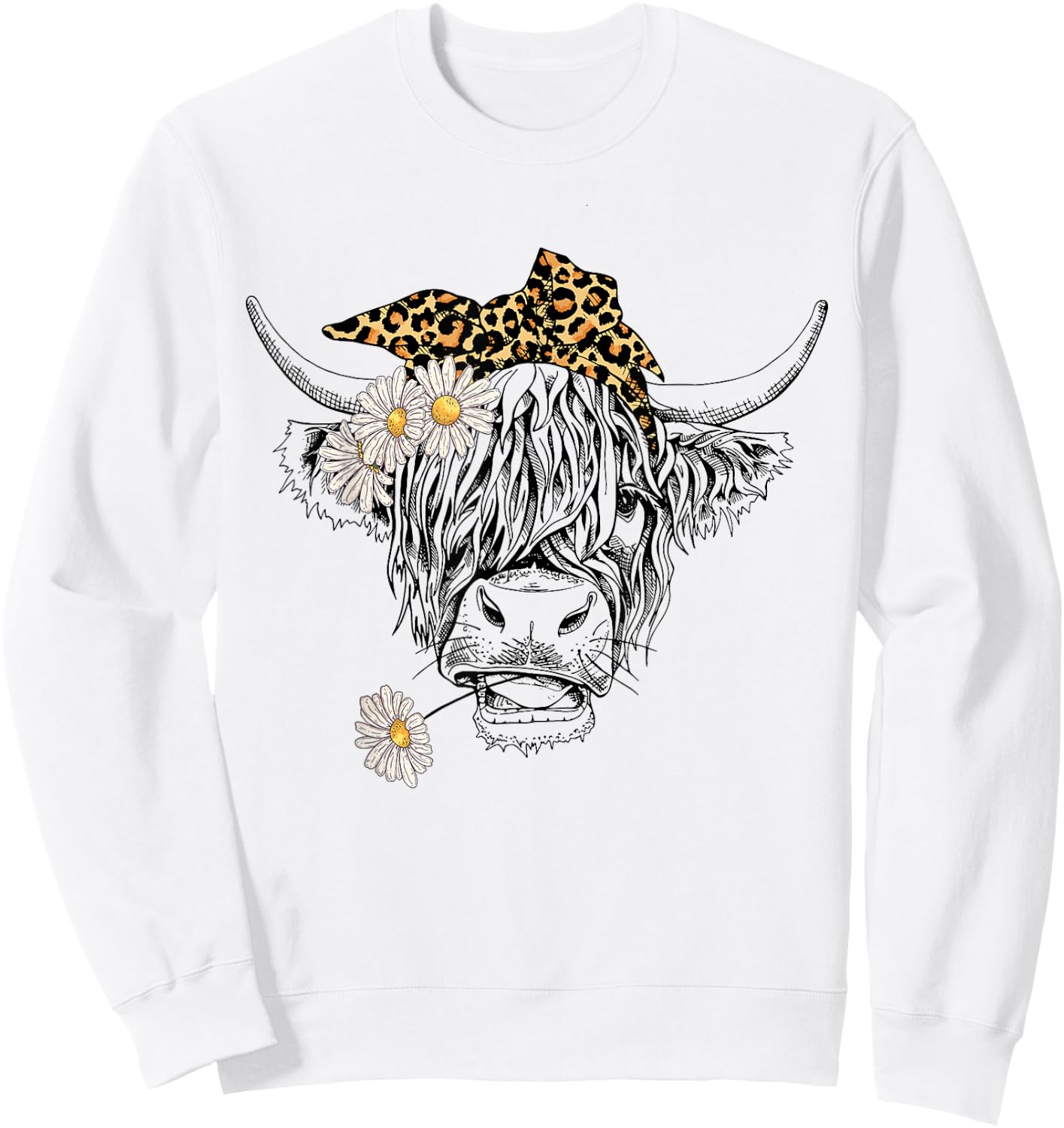 Cute Women Girl Heifer Cow With Bandana Headband and Glasses Sweatshirt - Sweatshirt | White