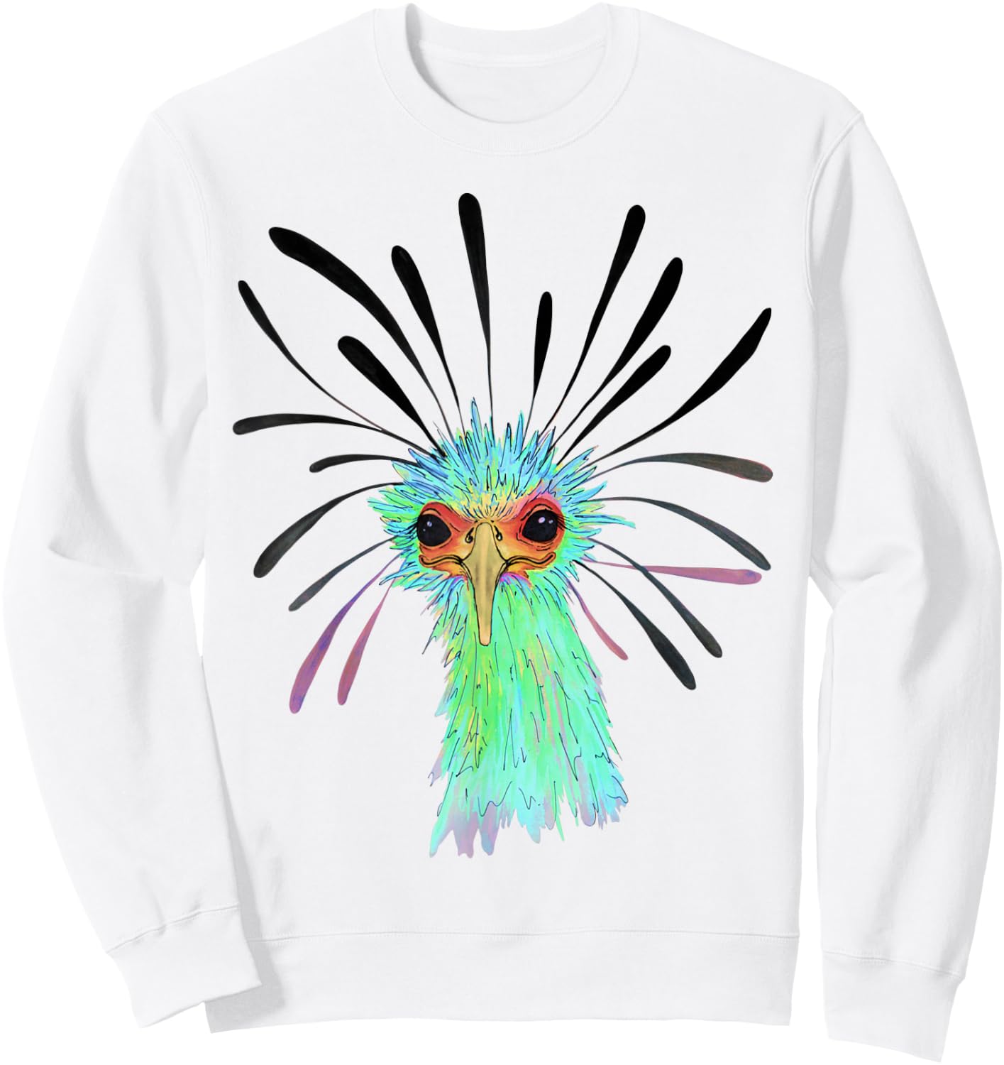Watercolor Secretary Bird African Sagittarius Serpentarius Sweatshirt - Sweatshirt | White