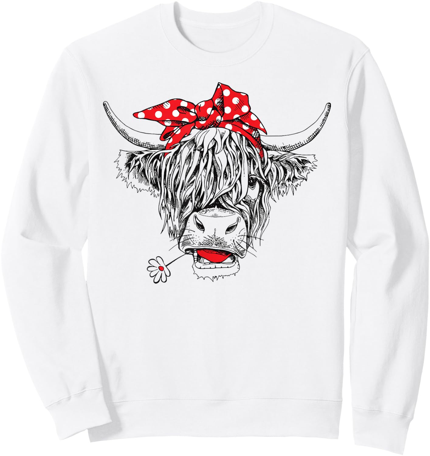 Scottish Highland Cow Cattle Hairy Cow Flowers Woman Sweatshirt - Sweatshirt | White