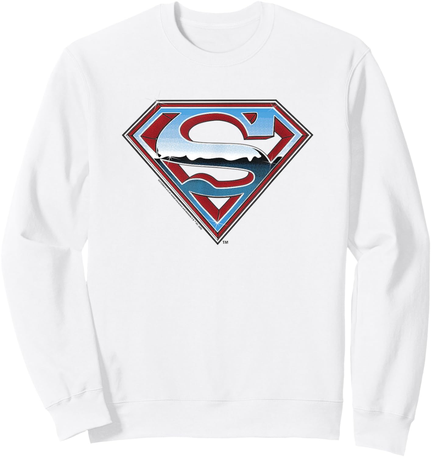 Superman Chrome Logo on White Sweatshirt - Sweatshirt | White