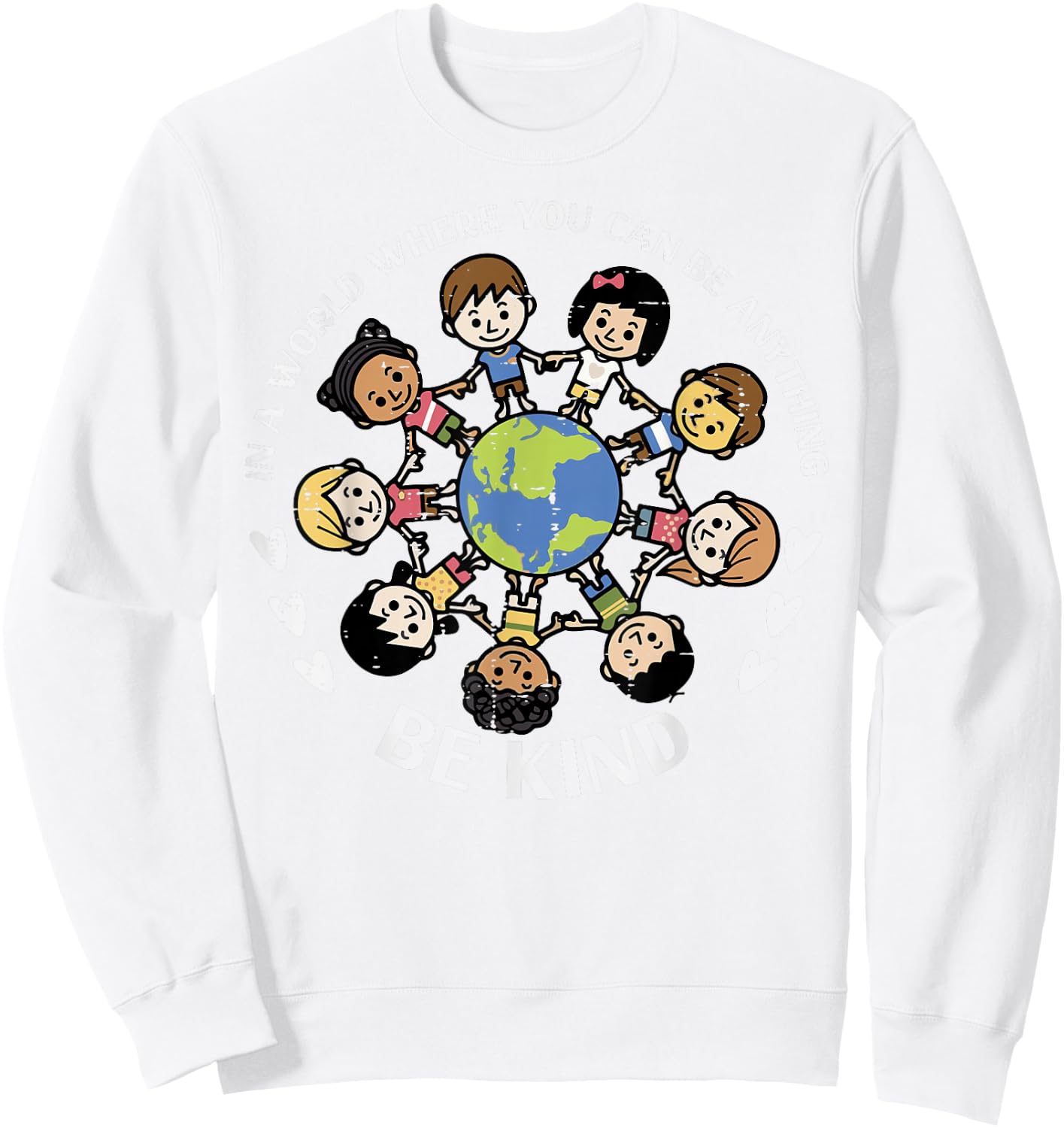 Kind Kids Earth Anti Bullying Unity Day Orange Boys Girls Sweatshirt - Sweatshirt | White