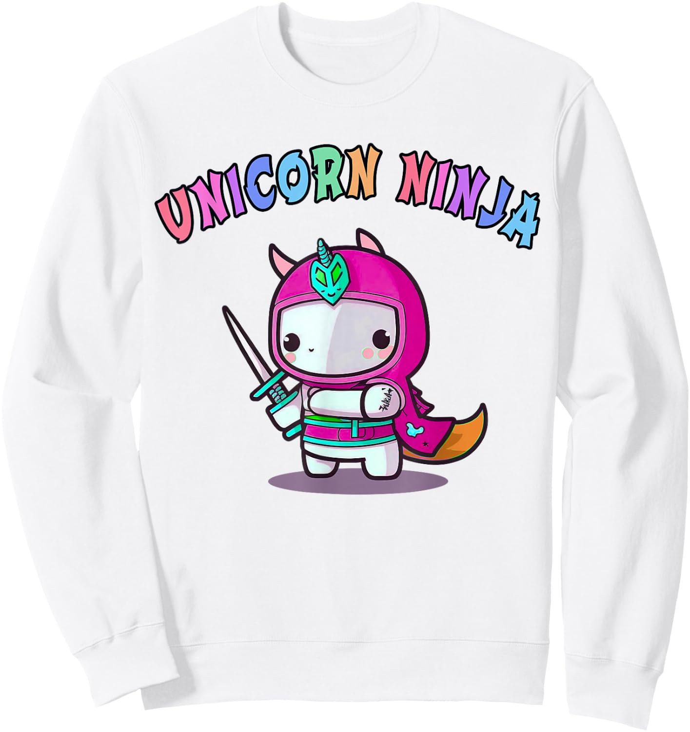 Funny UNICORN NINJA Girl Team Princess Birthday Crew Pink Sweatshirt - Sweatshirt | White