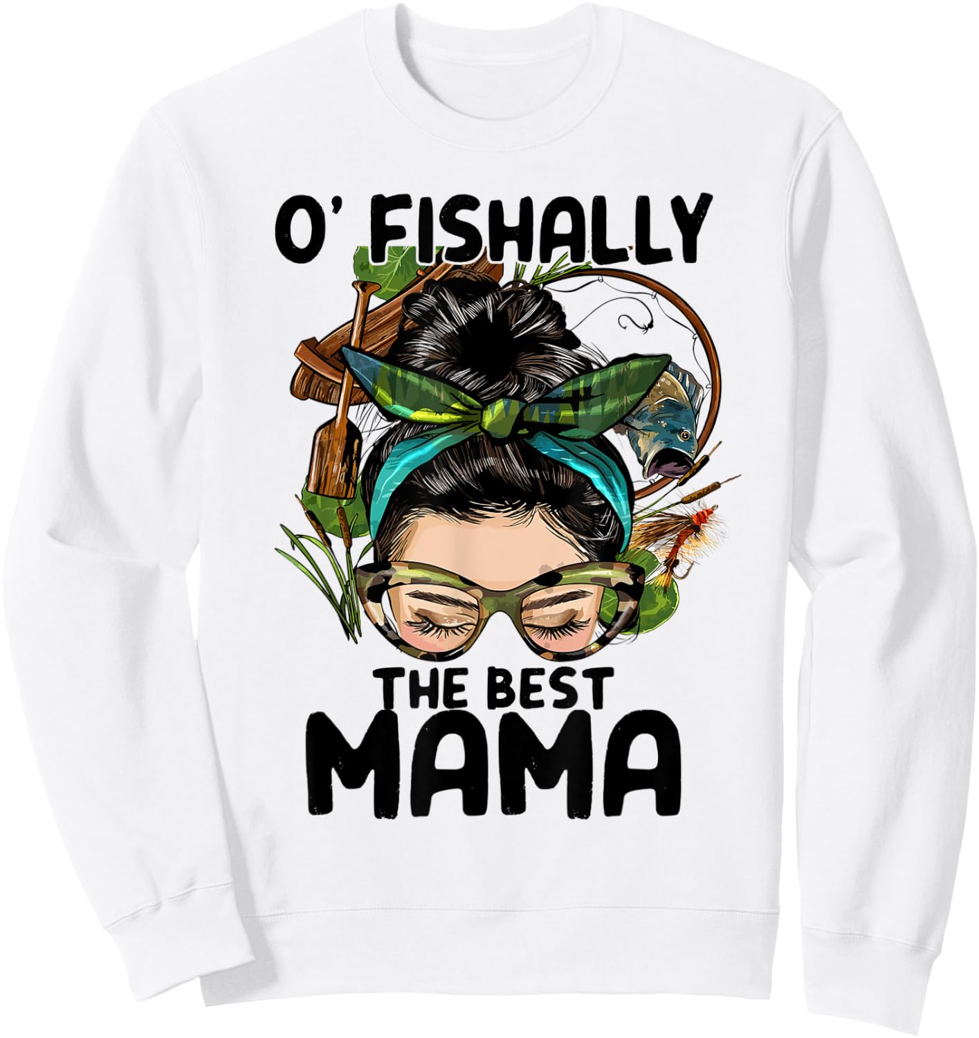 O'fishally The Best Mama Sunglasses Turban Blue Sweatshirt - Sweatshirt | White