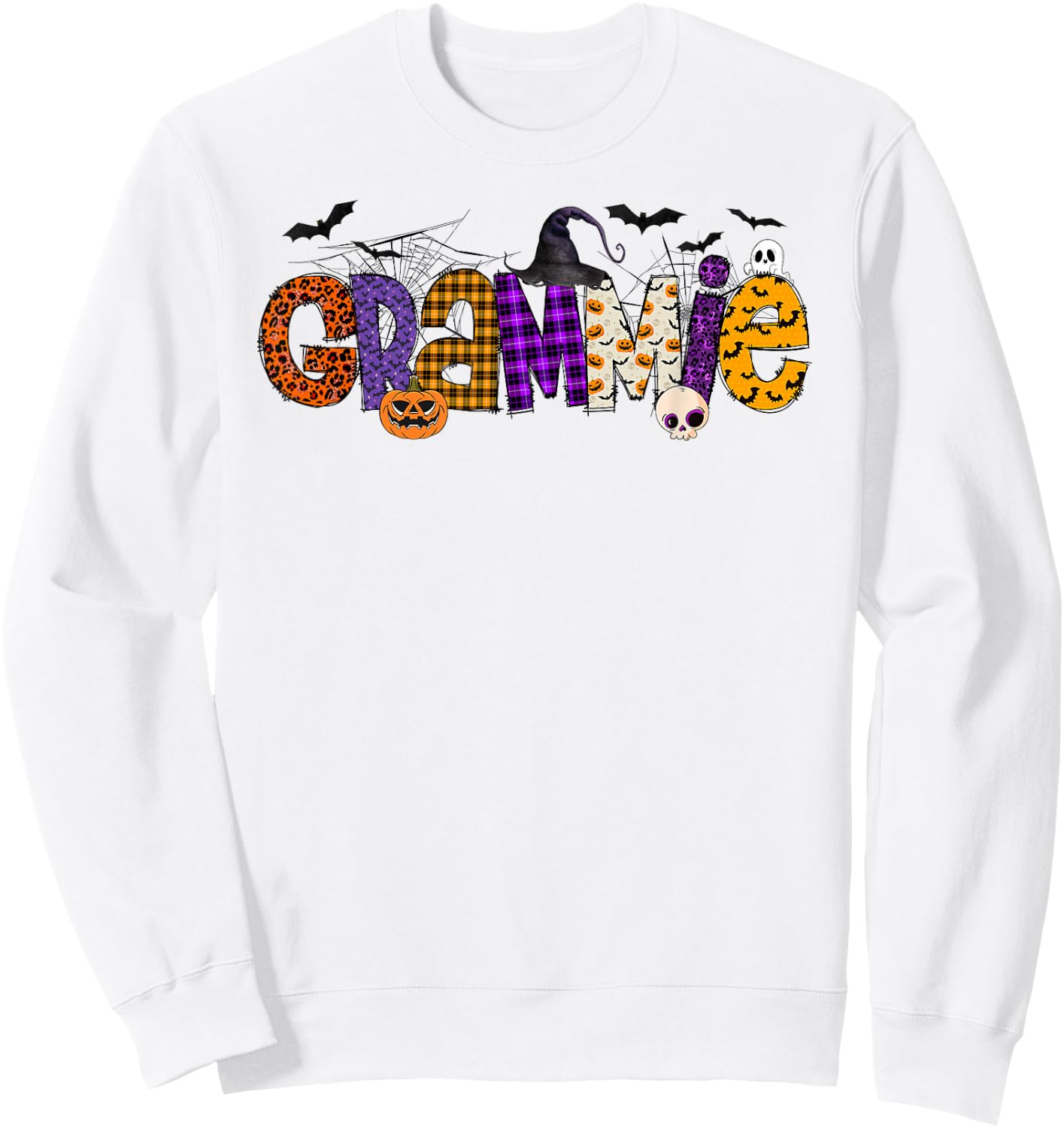 Grammie Witch Hat Pumpkin Ghost Funny Halloween Costume Sweatshirt - Sweatshirt | White