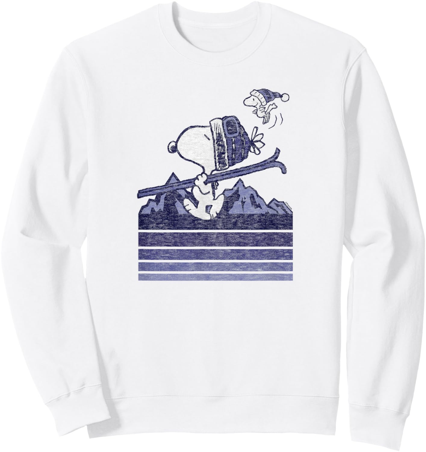 Peanuts - Snoopy Woodstock Ski Stripes Sweatshirt - Sweatshirt | White