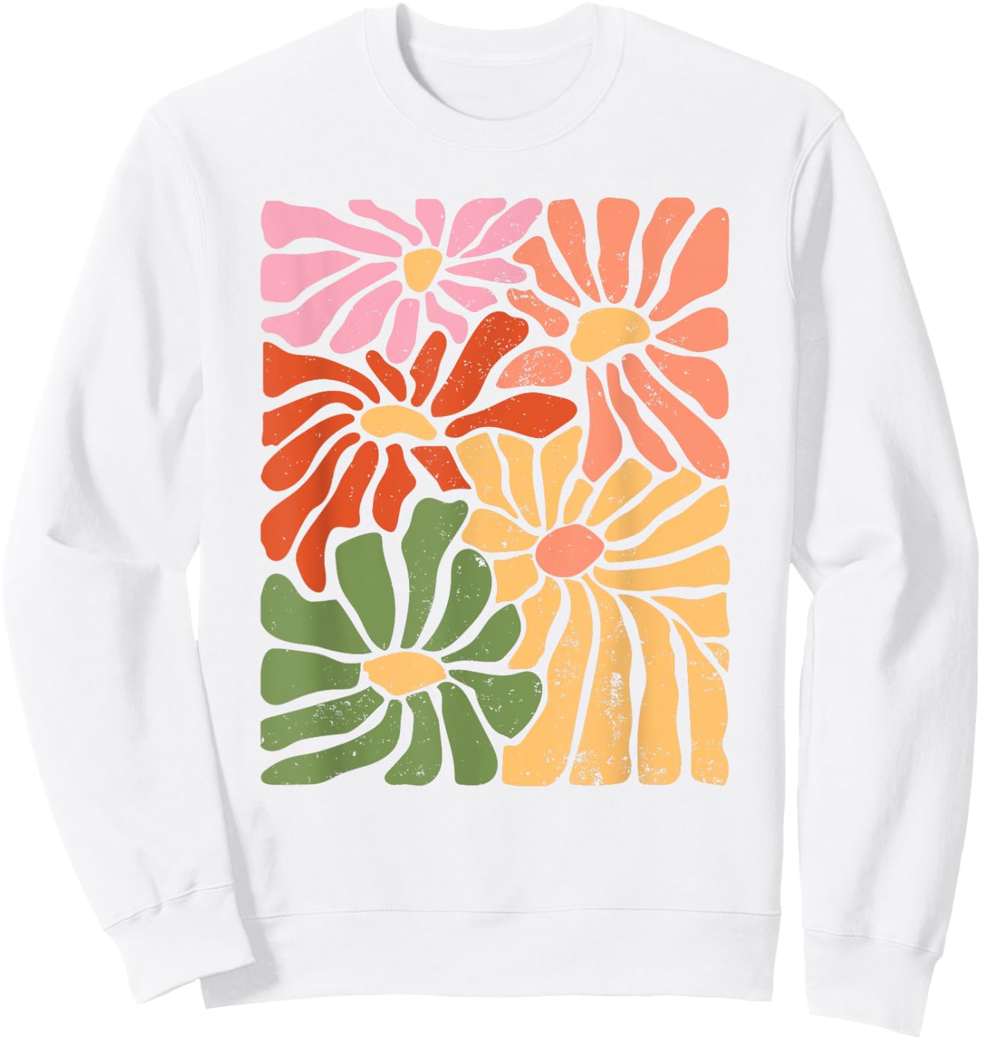 Boho Floral Wildflower Cute Daisy Flower Botanical Sweatshirt - Sweatshirt | White