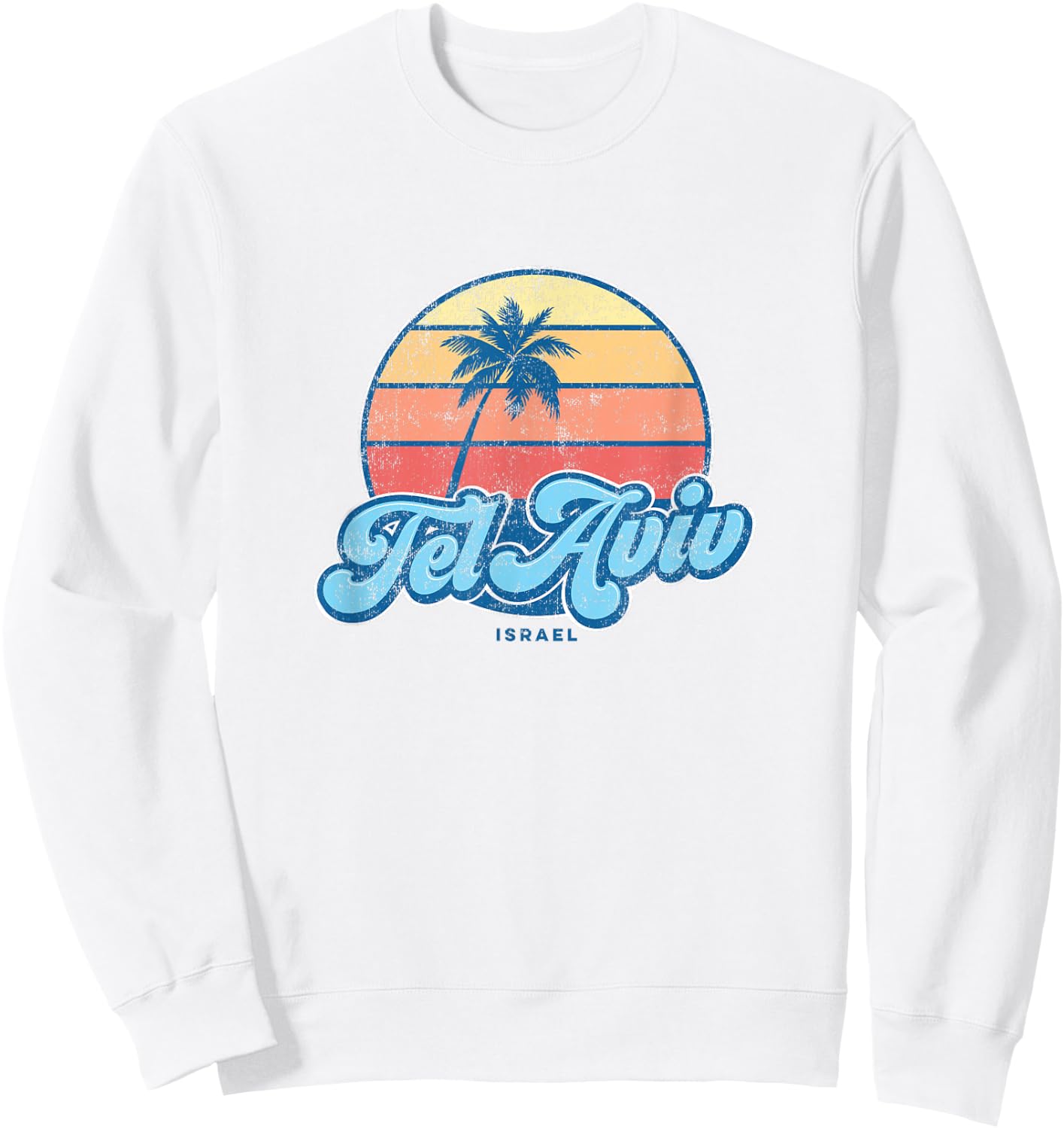 Vintage Tel Aviv Israel Classic 70s Retro Surfer Sweatshirt - Sweatshirt | White